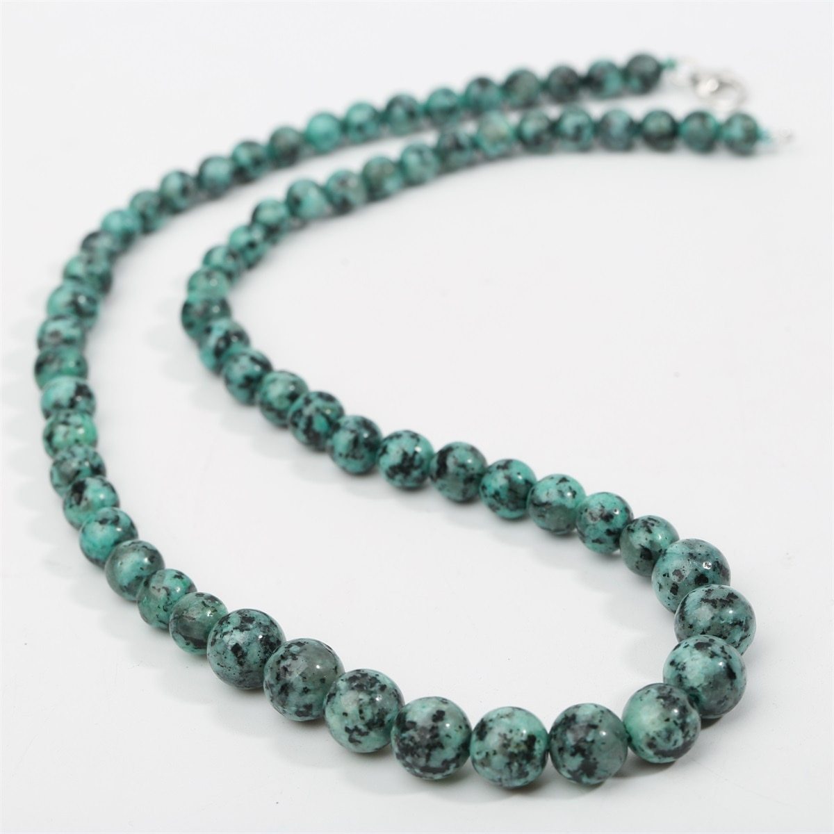 925 Sterling Silver Turquoise Choker Necklace with Dangle Earrings, featuring natural turquoise beads in 6mm, 8mm, and 10mm sizes.