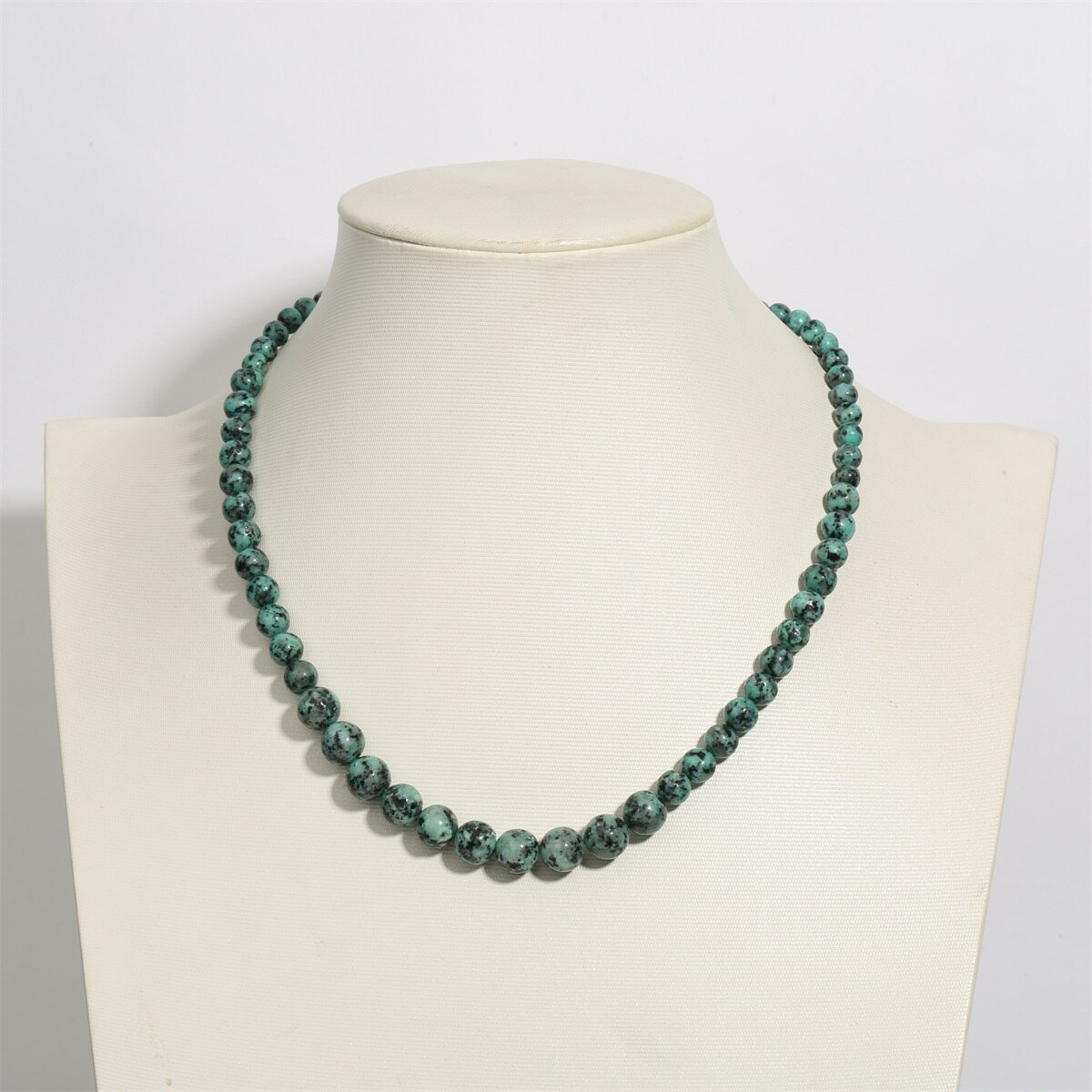 925 Sterling Silver Turquoise Choker Necklace with Dangle Earrings, featuring natural turquoise beads in 6mm, 8mm, and 10mm sizes.