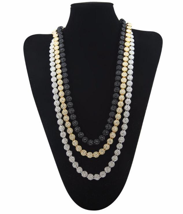 Elegant 970262 Flower Chain necklace in 14K yellow gold with sparkling crystal stones, showcasing intricate floral design.