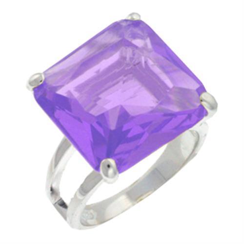 9X030 High-Polished 925 Sterling Silver Ring featuring a stunning AAA Grade CZ center stone in amethyst color, elegantly designed for any occasion.