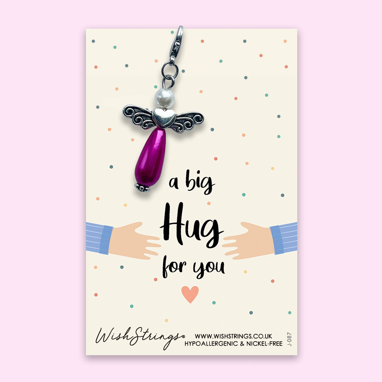 A Big Hug - Wish Angel Clip on a 350gsm gloss card with inspirational design, presented in clear cellophane.