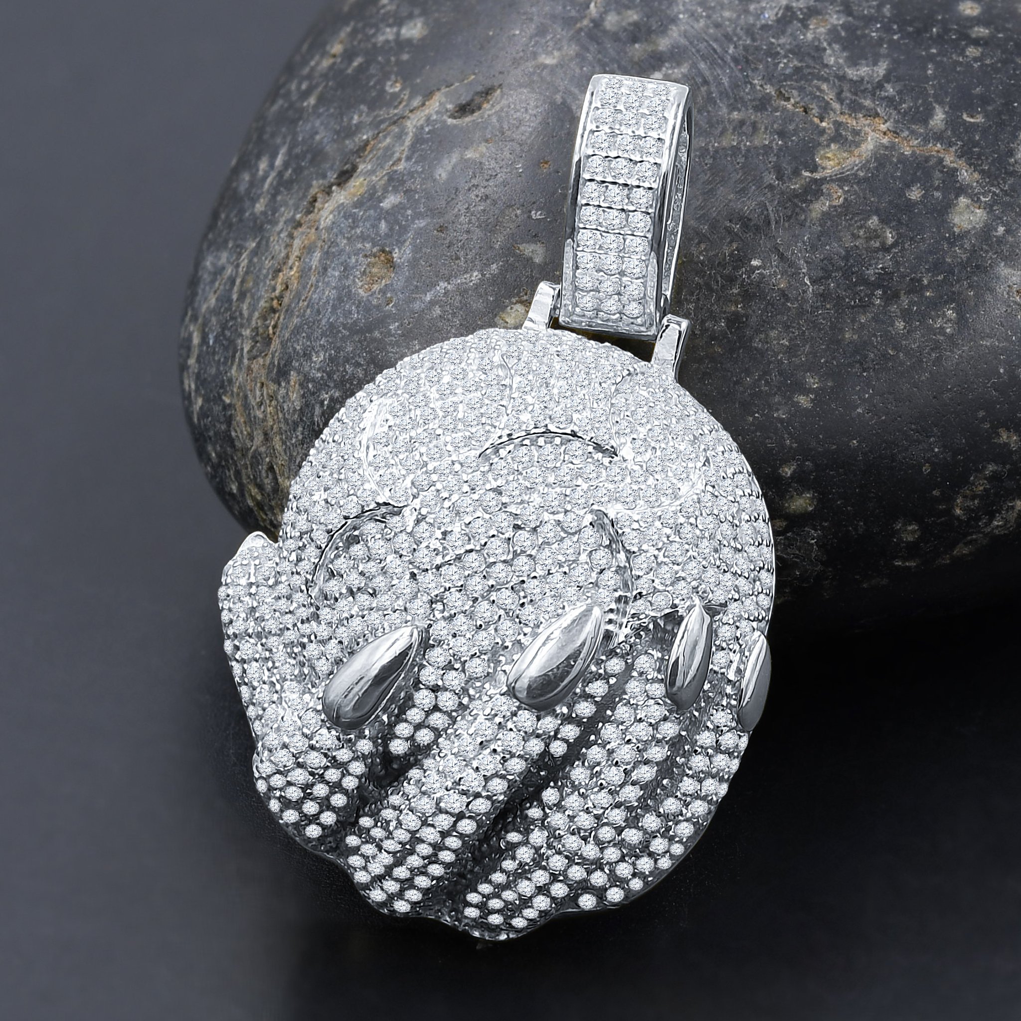 ABSTINENT Silver Pendant featuring micro cubic zirconia stones, elegantly designed with gold accents.