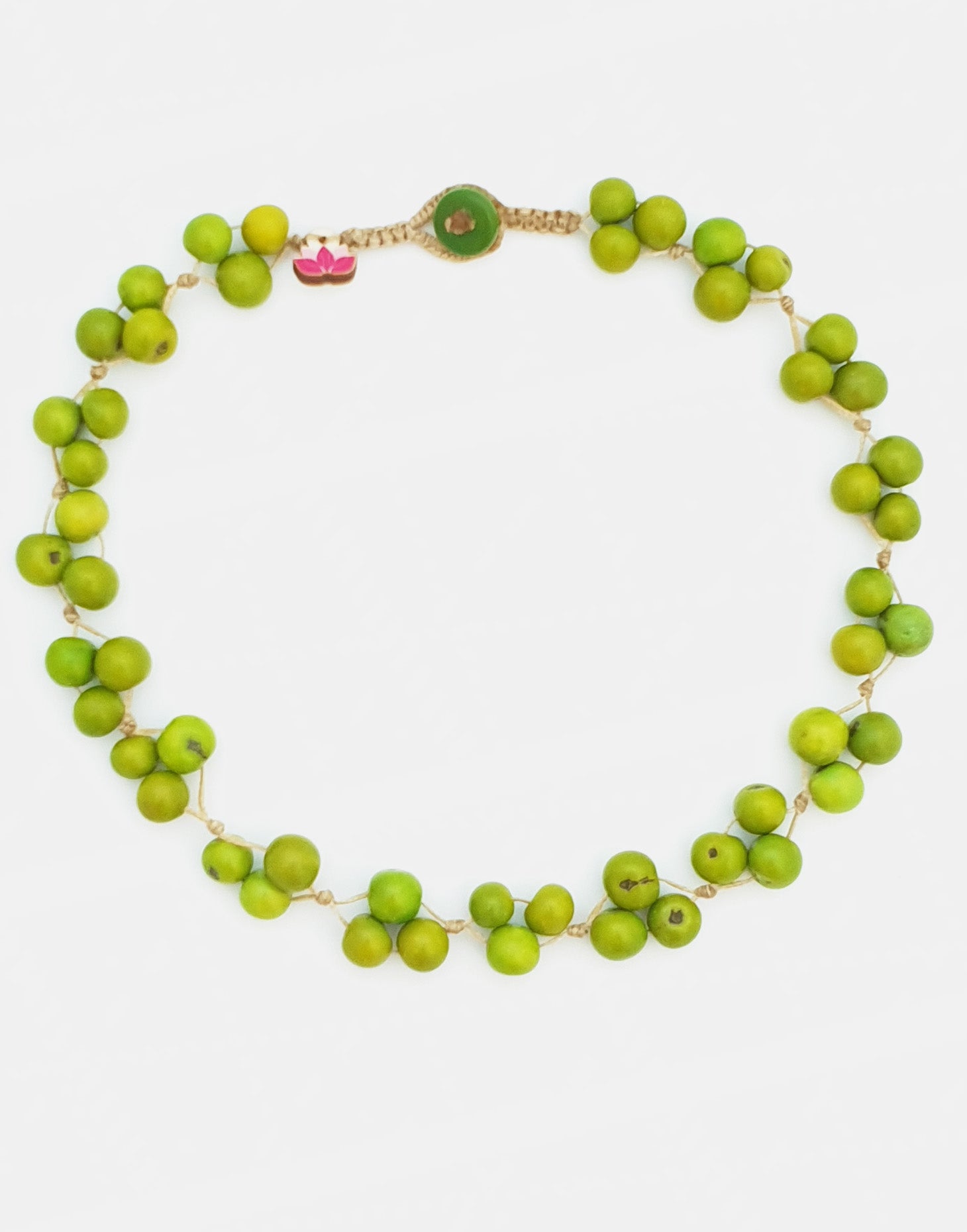 A colorful Acai Berry Short Necklace made from organic acai seeds, showcasing a delicate and lightweight design.