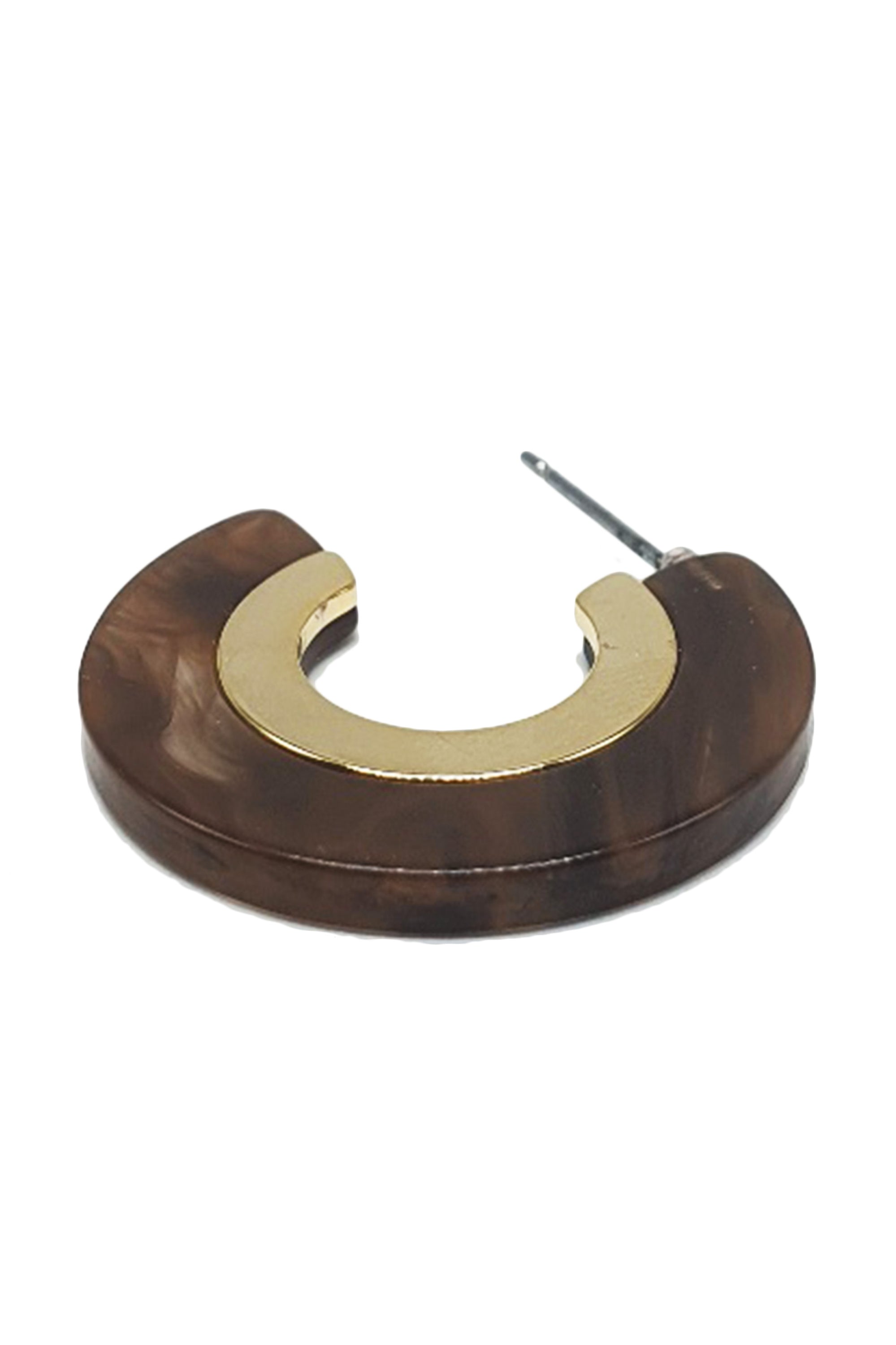 A pair of colorful Acrylic Titanium Post Hoop Earrings displayed elegantly, showcasing their lightweight design and 1-inch diameter.