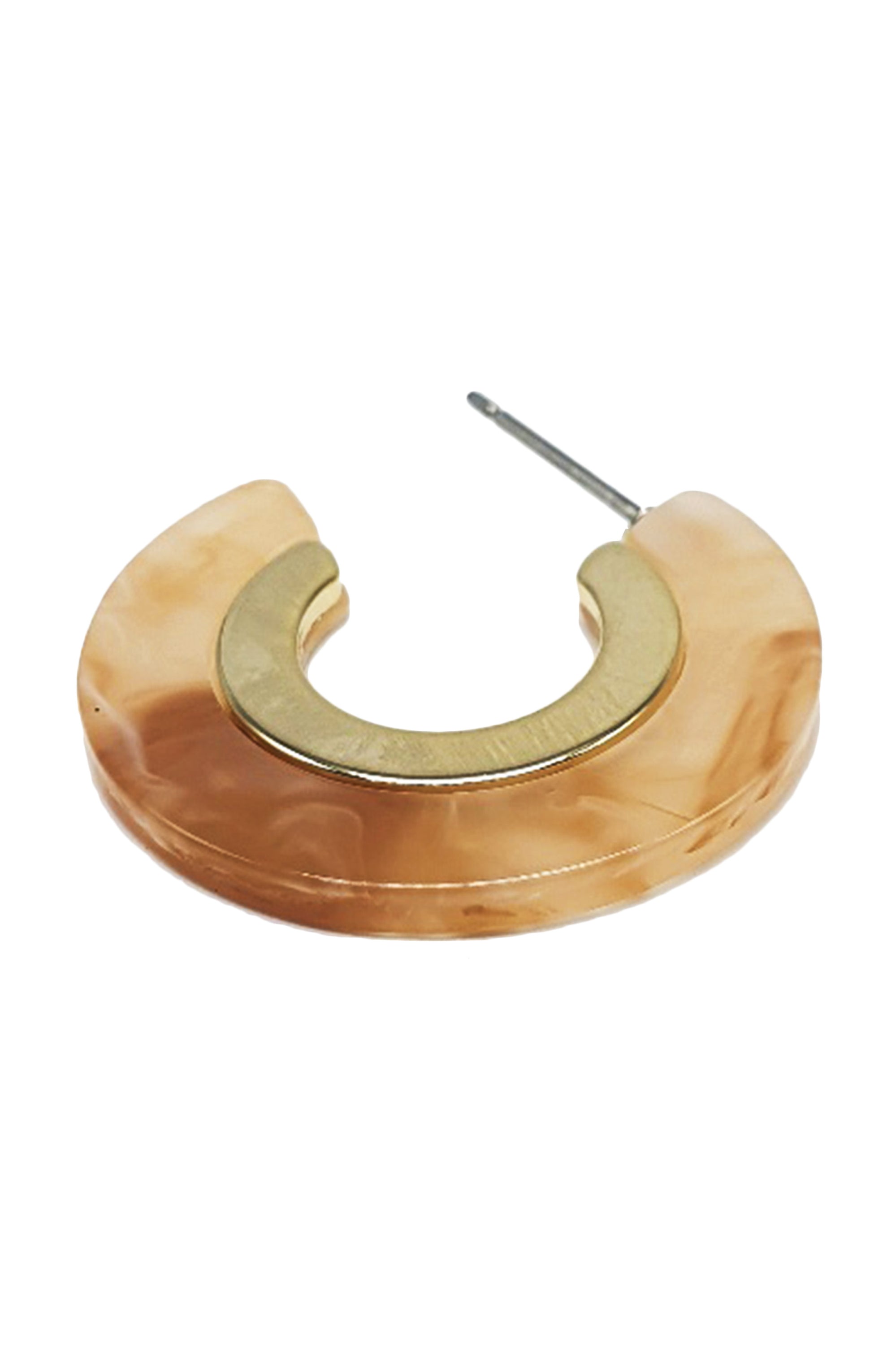 A pair of colorful Acrylic Titanium Post Hoop Earrings displayed elegantly, showcasing their lightweight design and 1-inch diameter.