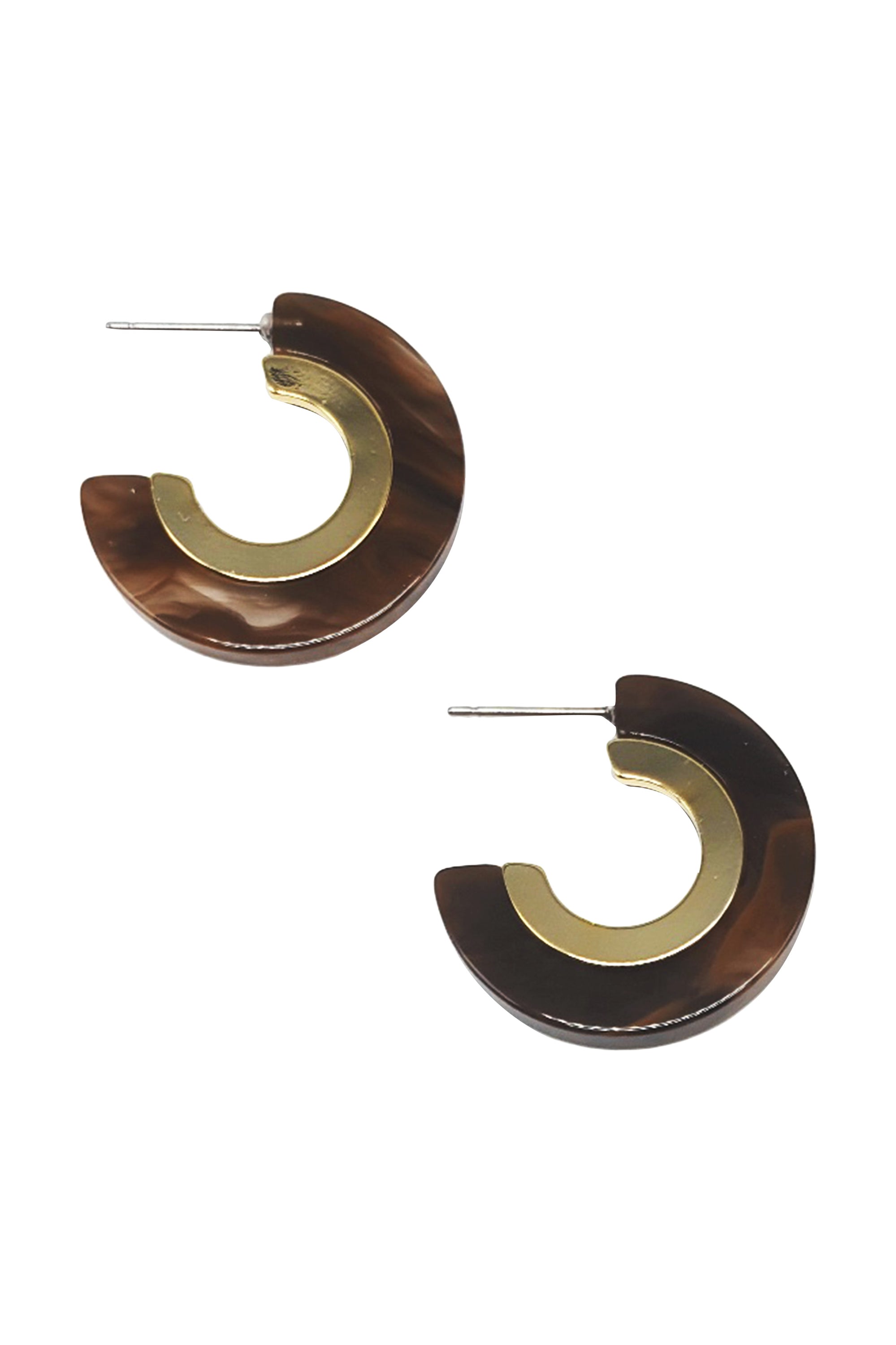 A pair of colorful Acrylic Titanium Post Hoop Earrings displayed elegantly, showcasing their lightweight design and 1-inch diameter.