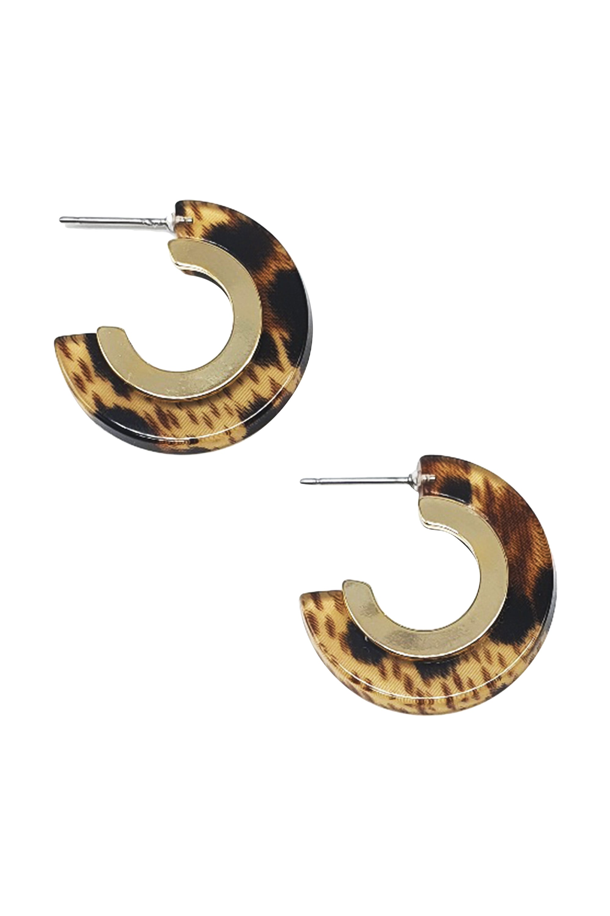 A pair of colorful Acrylic Titanium Post Hoop Earrings displayed elegantly, showcasing their lightweight design and 1-inch diameter.