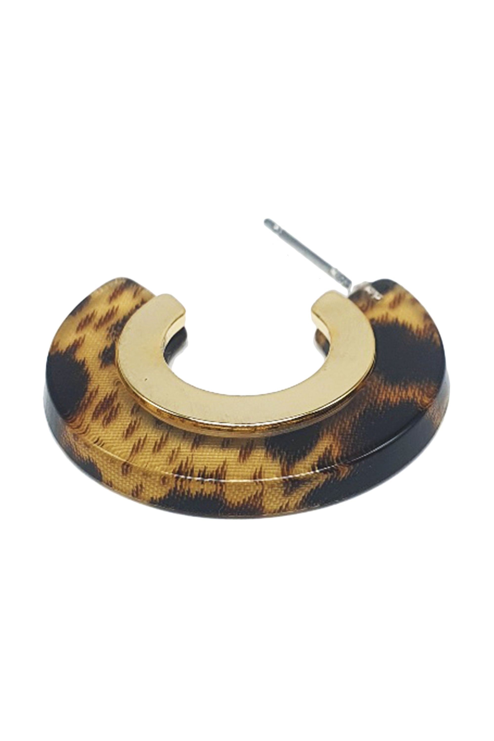 A pair of colorful Acrylic Titanium Post Hoop Earrings displayed elegantly, showcasing their lightweight design and 1-inch diameter.