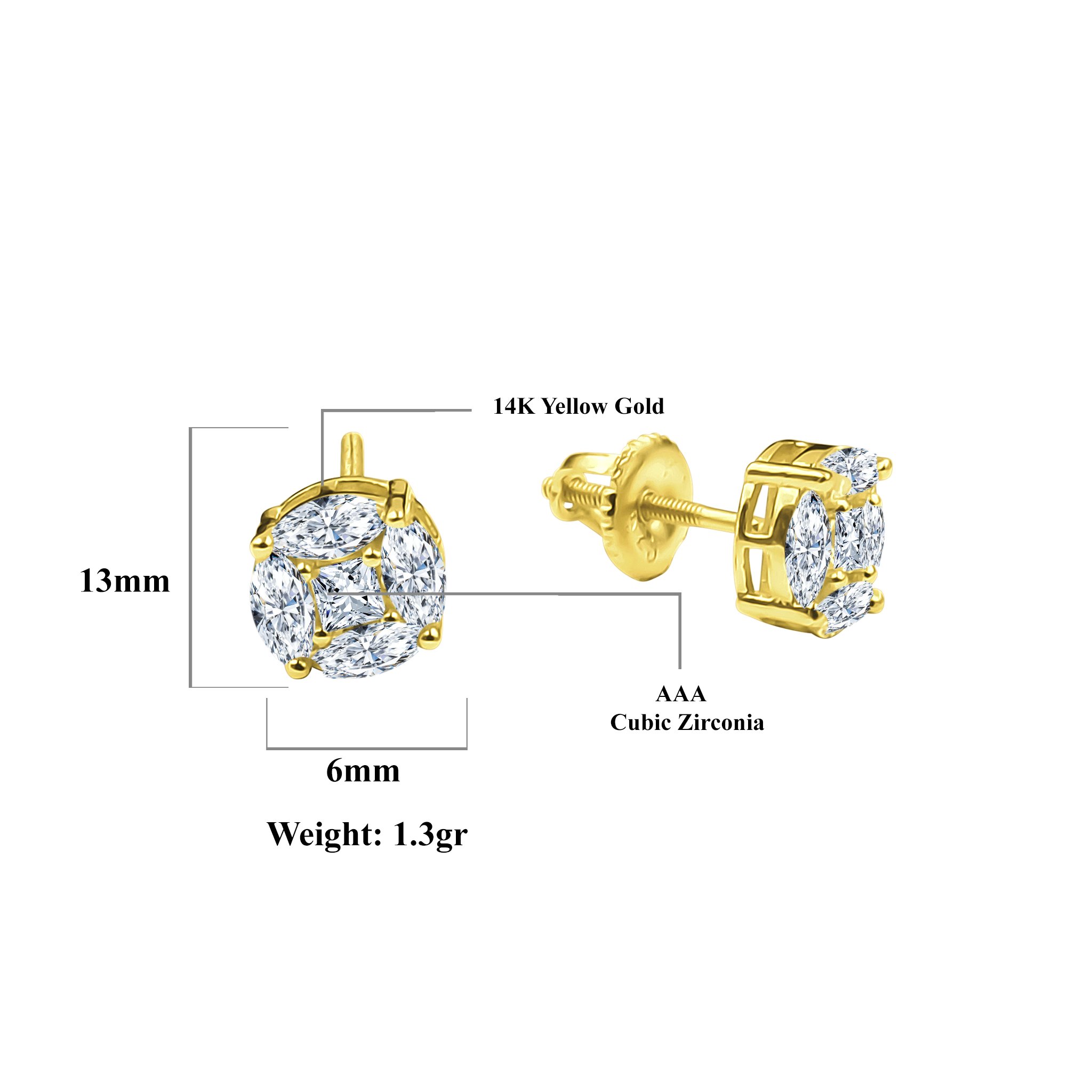 Adorn Screw Back earrings featuring cubic zircon stones set in brass copper metal, showcasing a secure design and elegant finish.