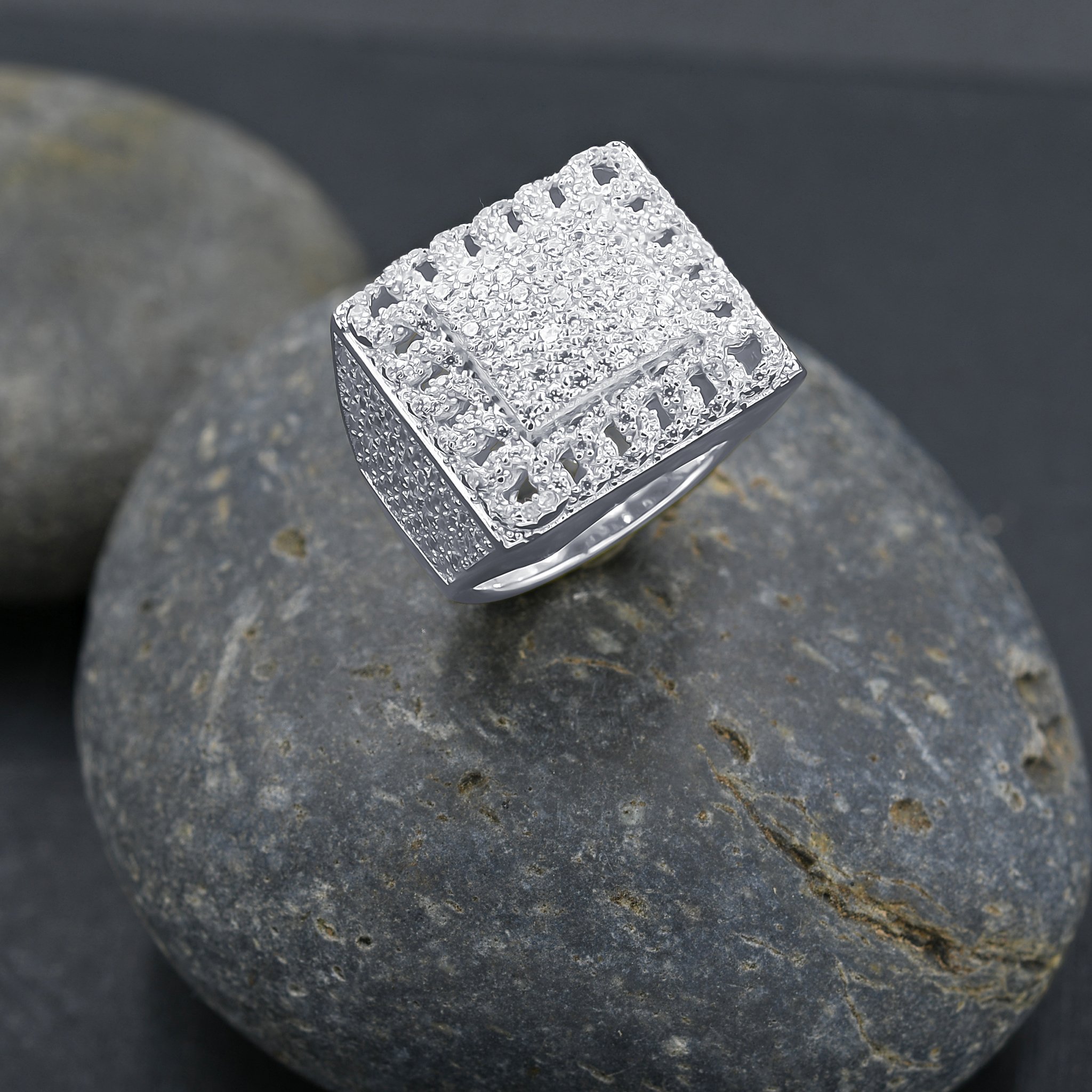 ALLURING 925 Silver Ring featuring micro-pave CZ stones in a prong setting, showcasing its elegant design and high-quality craftsmanship.