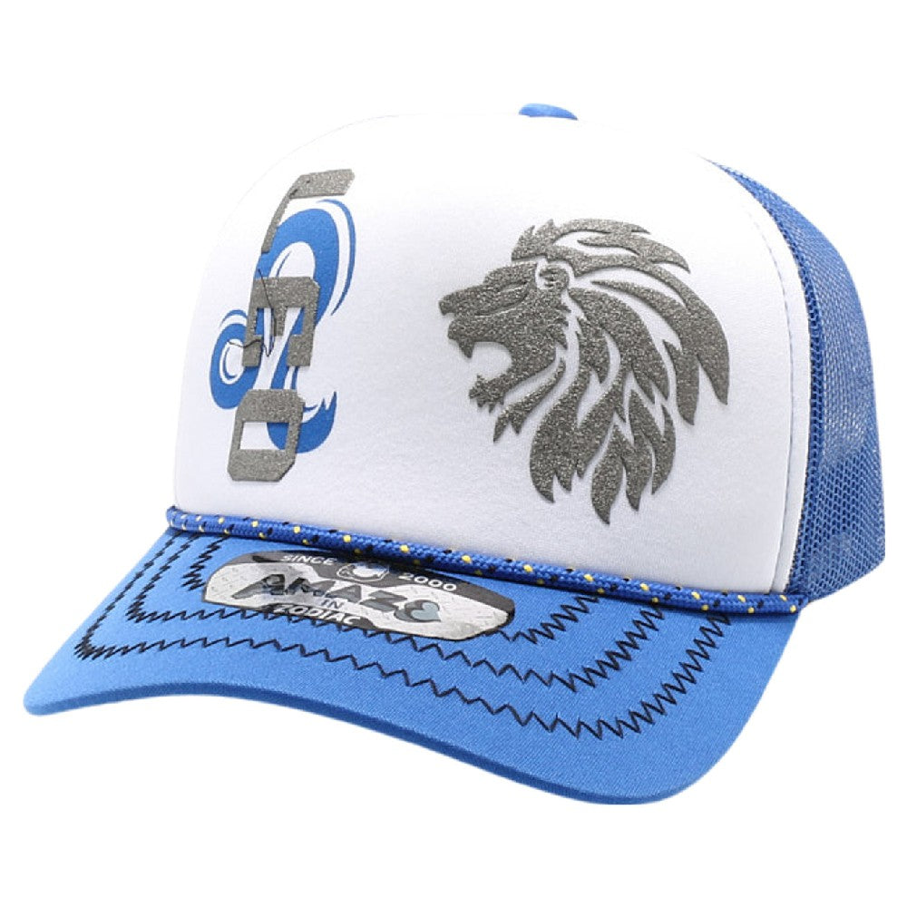 A pack of 6 AMAZE-IN Zodiac Leo Sponge Trucker hats in various colors, featuring a classic design with a curved visor and snapback closure.