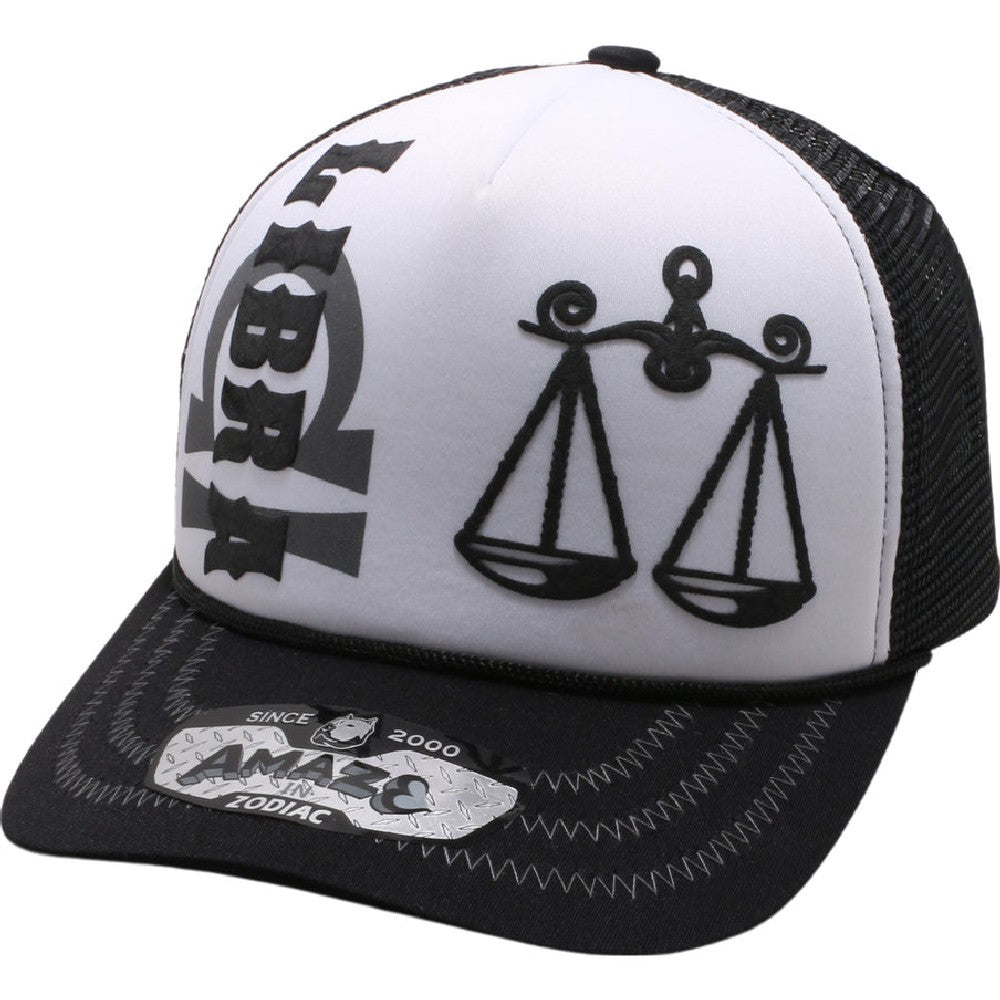 A pack of 6 AMAZE-IN Zodiac Libra Sponge Trucker hats in various colors, featuring a classic mid-profile design and curved visor.