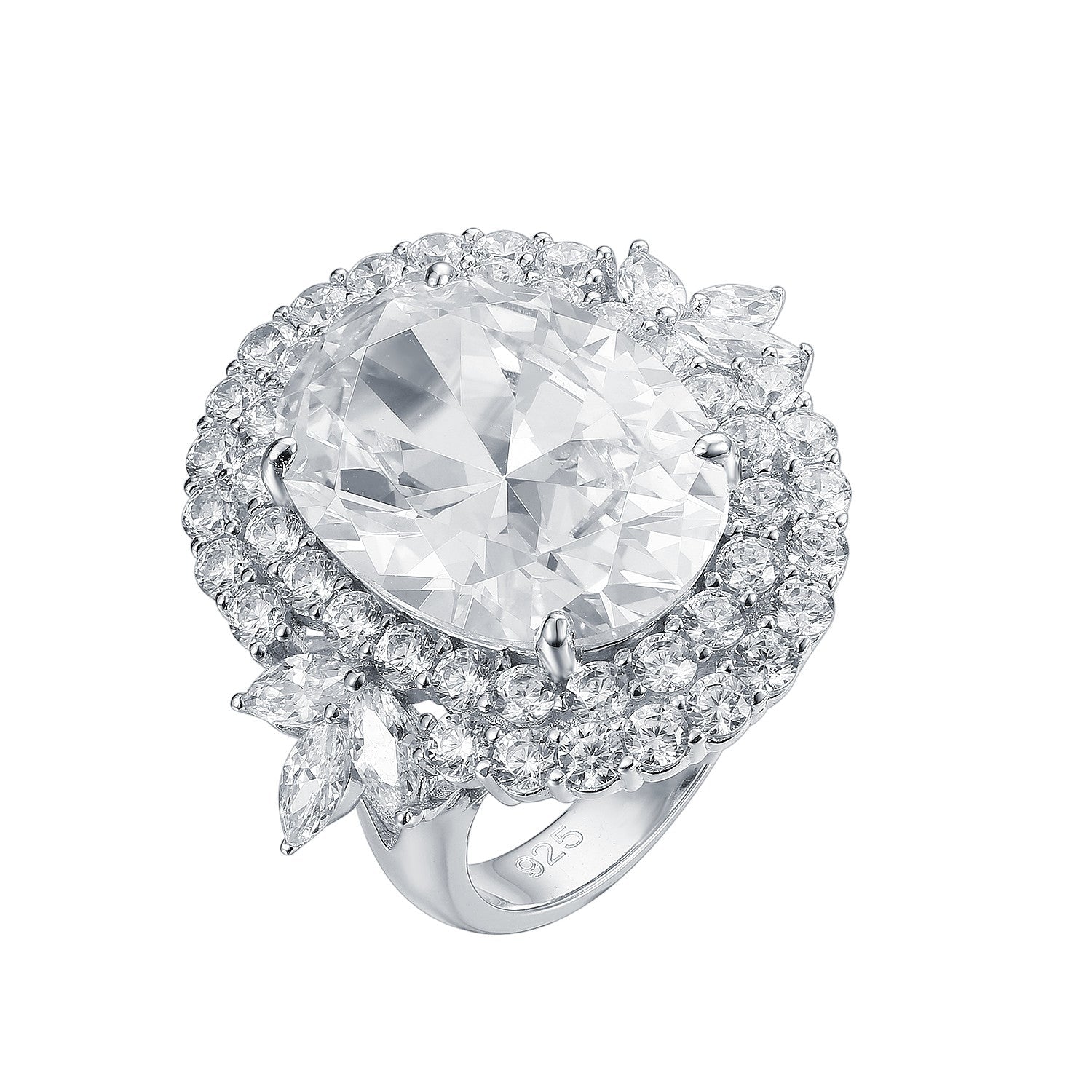 Amazing cocktail oval shape ring made of 925 Sterling Silver with Lachouette gemstone, elegantly presented in a gift box.