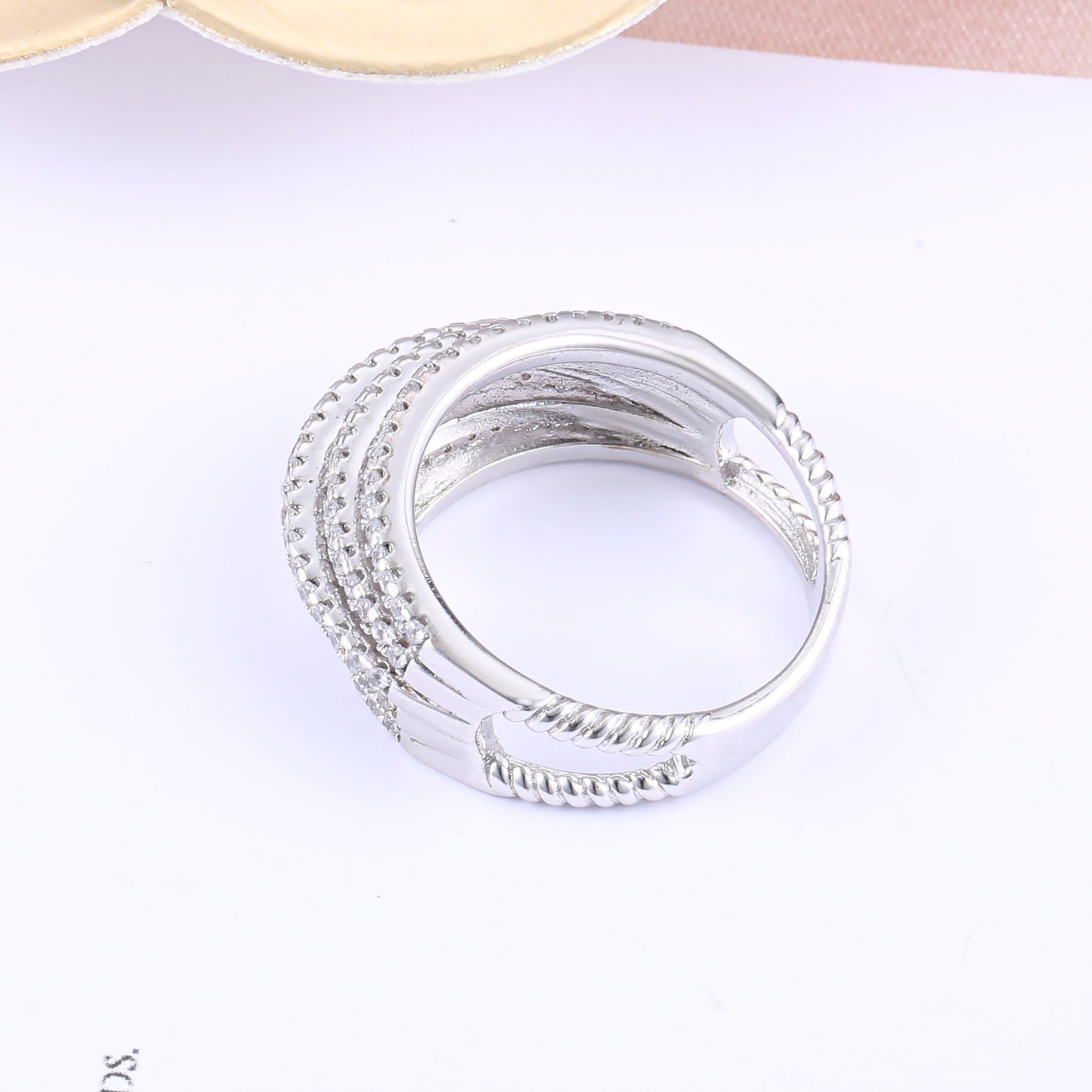 Amazing Galaxy Sparkling Ring made of 925 sterling silver with white sapphire, showcasing a luxurious design.