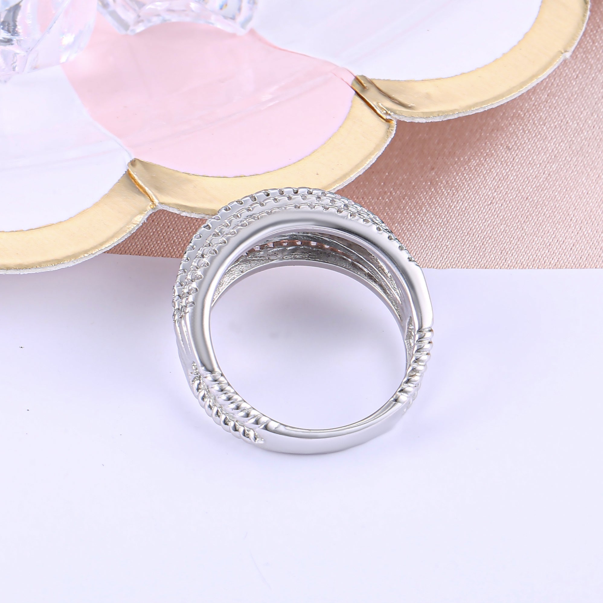 Amazing Galaxy Sparkling Ring made of 925 sterling silver with white sapphire, showcasing a luxurious design.