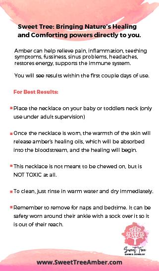 Amber + Lapiz Lazuli + Aquamarine Baby necklace featuring individually knotted beads and a secure clasp, designed for teething relief.