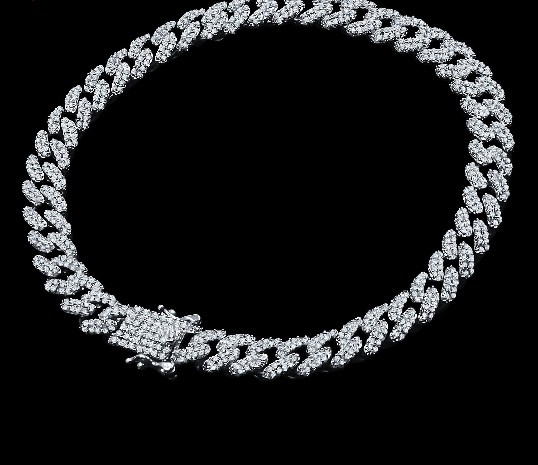 ANGUS 10 MM Silver Cuban Bracelet made of 925 sterling silver with AAA cubic zirconia, showcasing a bold and elegant design.