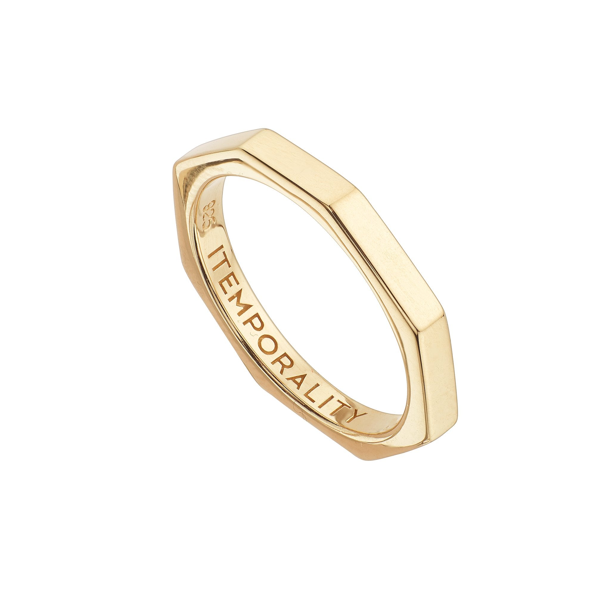 Anillo Screw Bañado en Oro con diseño octogonal, brillante y elegante, ideal para cualquier ocasión.