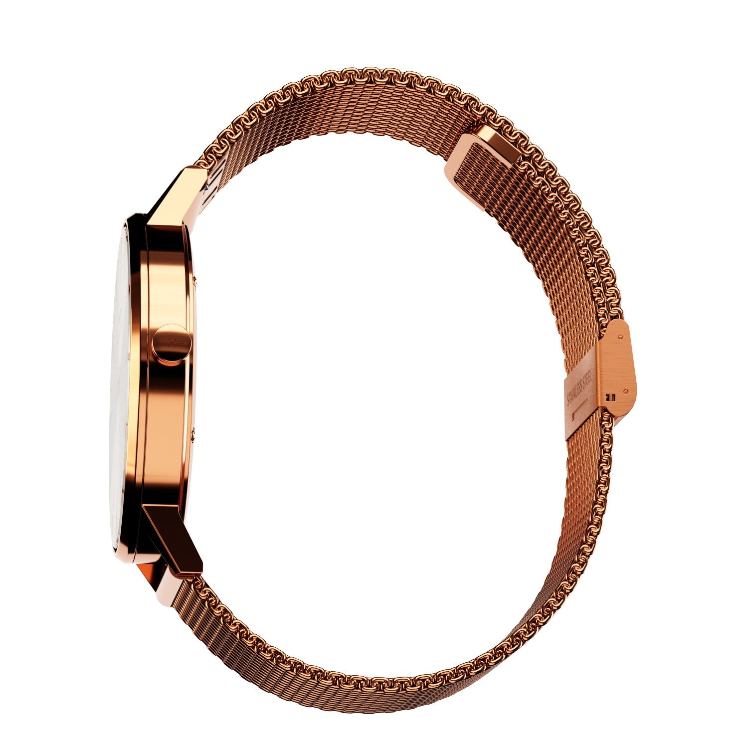 Argo Rose Gold Gloss watch with sunray dial and diamond cut hands, showcasing its elegant design and premium materials.