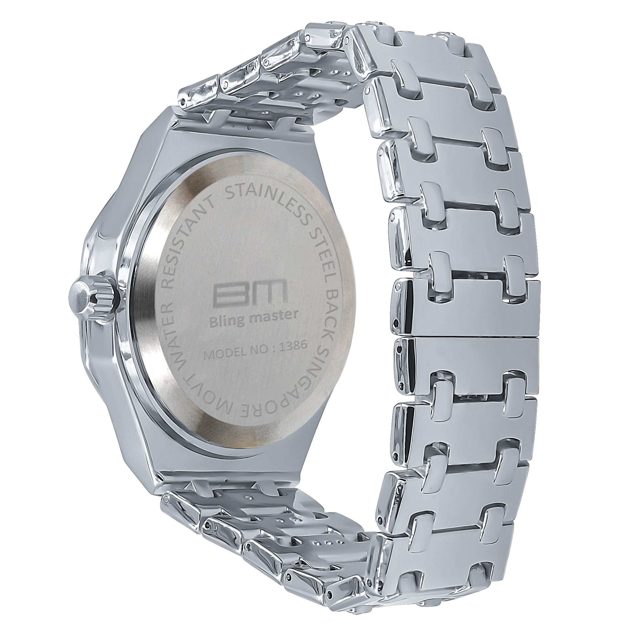 ARISTOCRATIC HIP HOP METAL watch featuring cubic zirconia stones on a stainless steel bracelet and bezel, showcasing luxury and elegance.