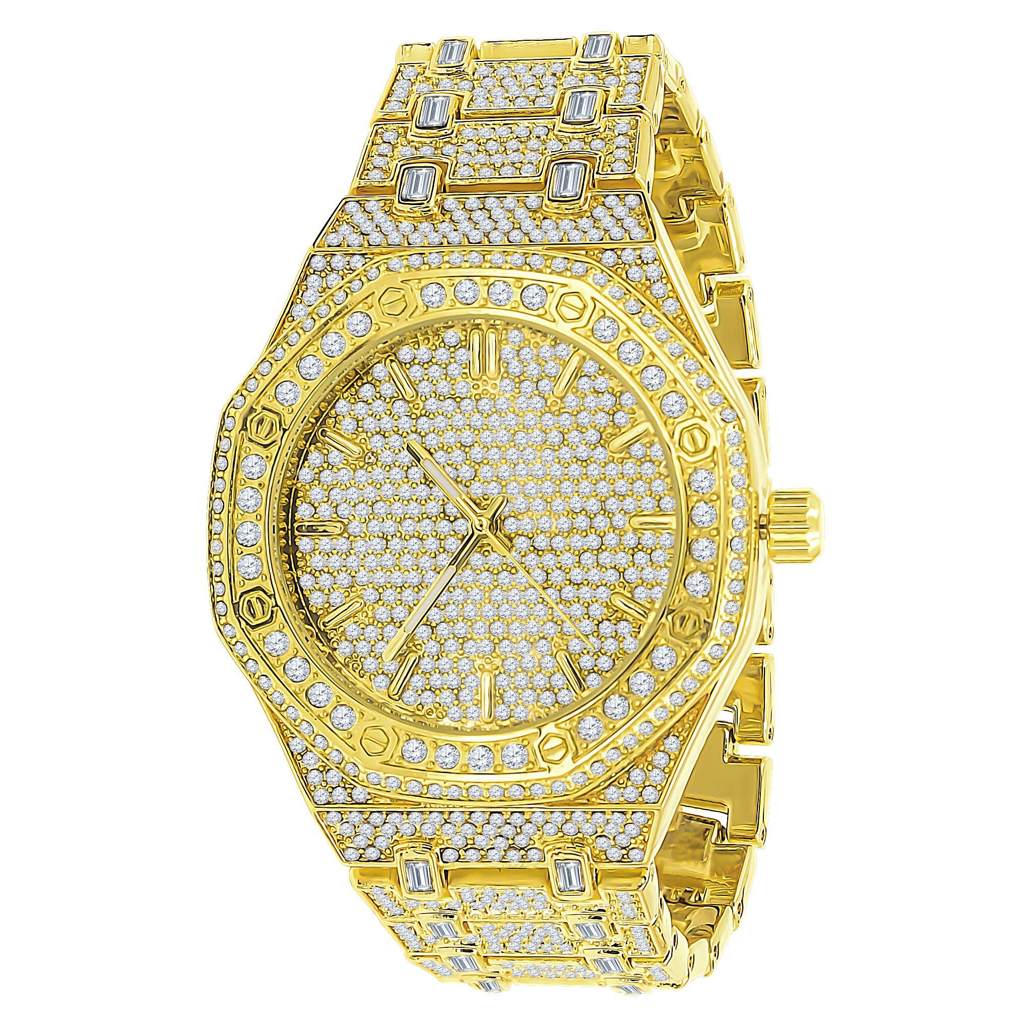 ARISTOCRATIC HIP HOP METAL watch featuring cubic zirconia stones and stainless steel bracelet, showcasing luxury and elegance.