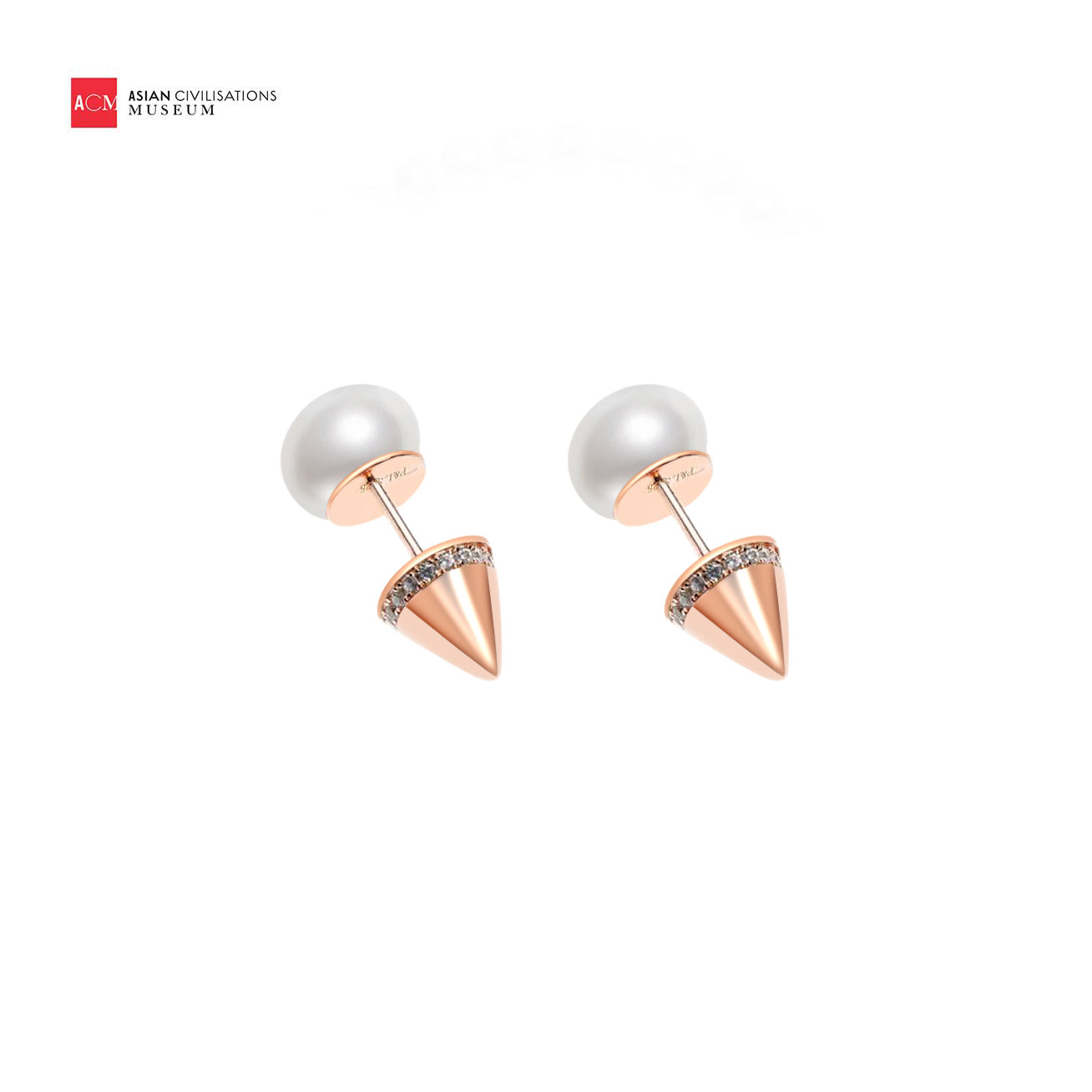 Asian Civilisations Museum Freshwater Pearl Earrings featuring white pearls and sterling silver in a star shape design.