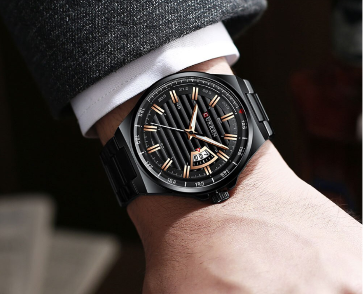 Aureate Curren Classic Metal I 5510213 watch featuring a white dial, golden stainless steel strap, and elegant design.