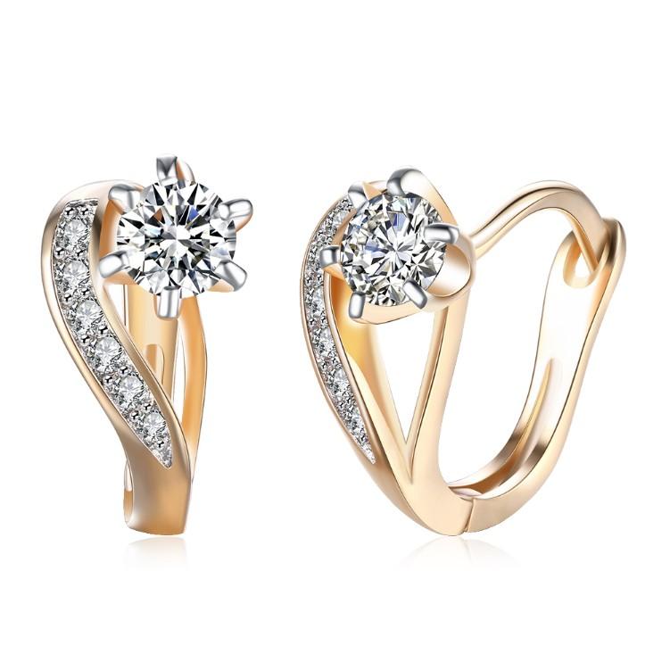 Austrian Crystal Heart Shaped Earrings set in 18K gold, showcasing their elegant design and sparkling crystals.
