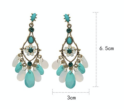 Baroque Flower Water Drop Earrings featuring intricate flower design in silver and acrylic, showcasing elegance and style.