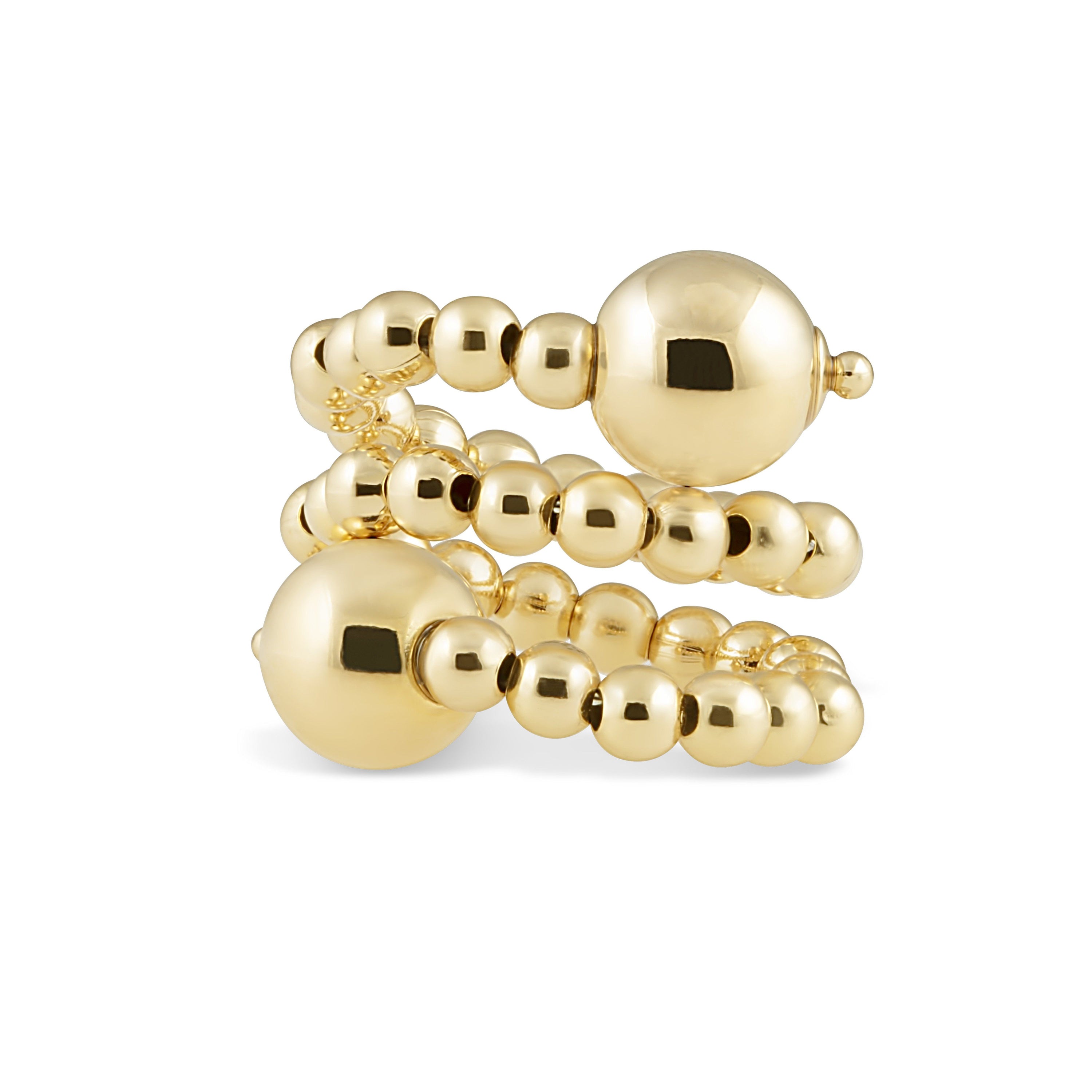 Elegant Bead Wrap Ring made of 18k Brazilian gold filled material, showcasing a unique bead design.