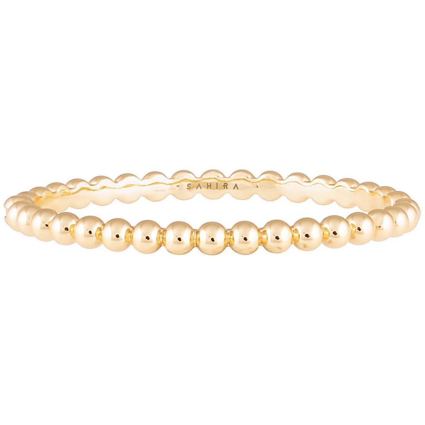 A stylish beaded stackable bracelet featuring 18k gold plating over stainless steel, perfect for layering.
