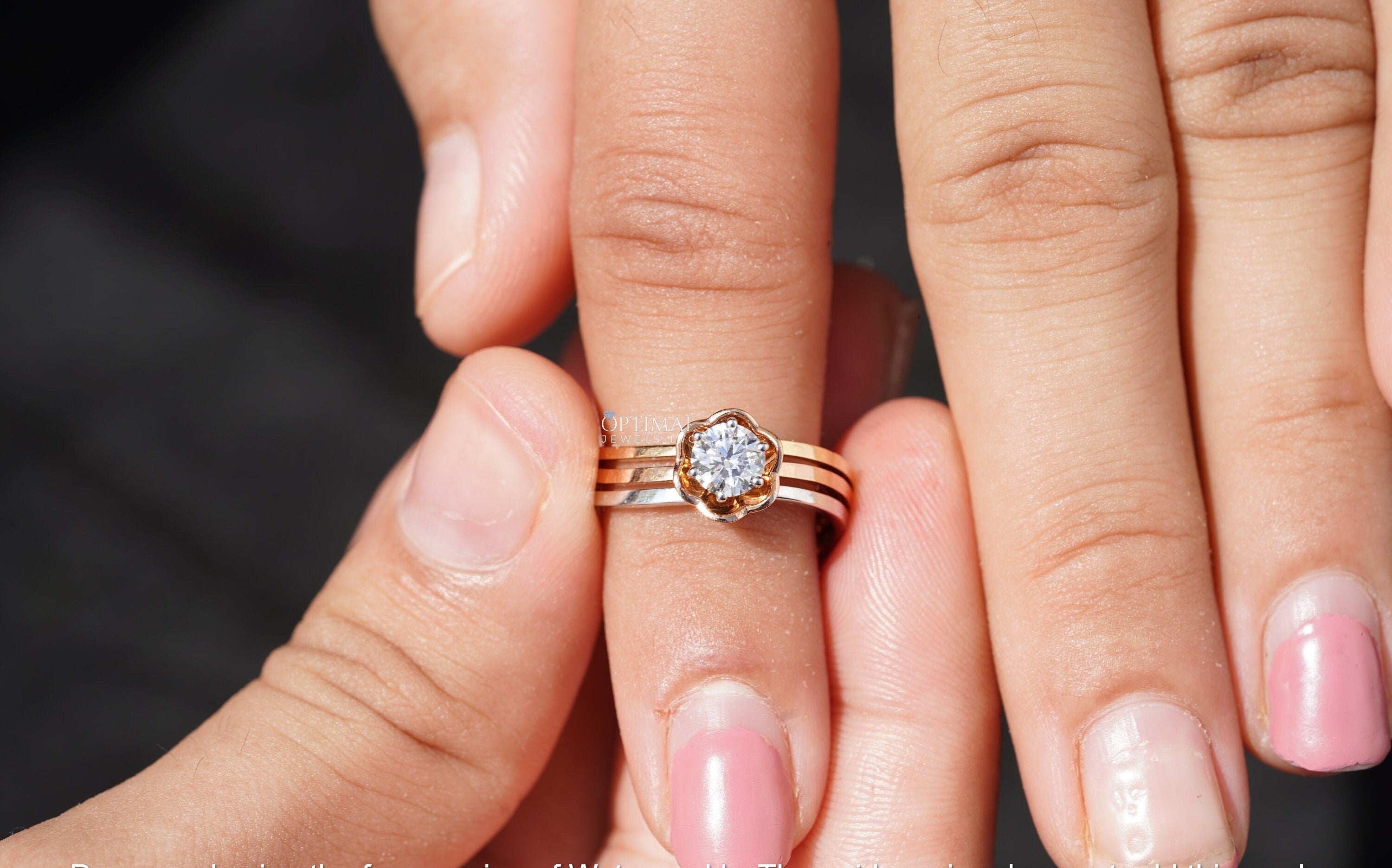 Bezel Set Diamond Solitaire Engagement Ring featuring a 0.50 Ctw round cut lab-created diamond in a flower shape setting, crafted in gold.