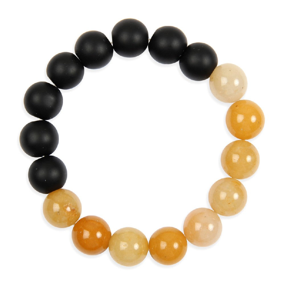 Black Beige Two Tone Natural Stone Unisex Bracelet showcasing a stylish design with natural stones in contrasting colors.