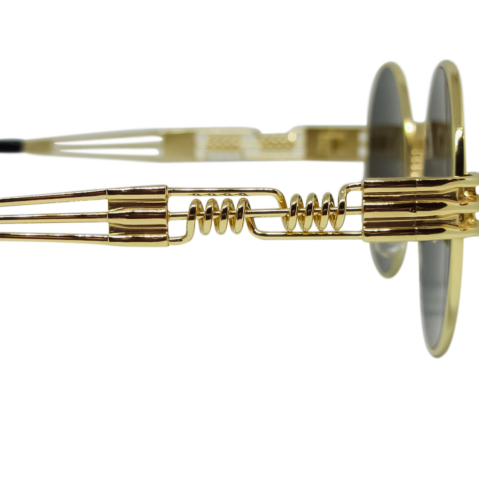 Stylish Black & Gold Sunglasses with metal frame and acrylic lenses, perfect for any occasion.