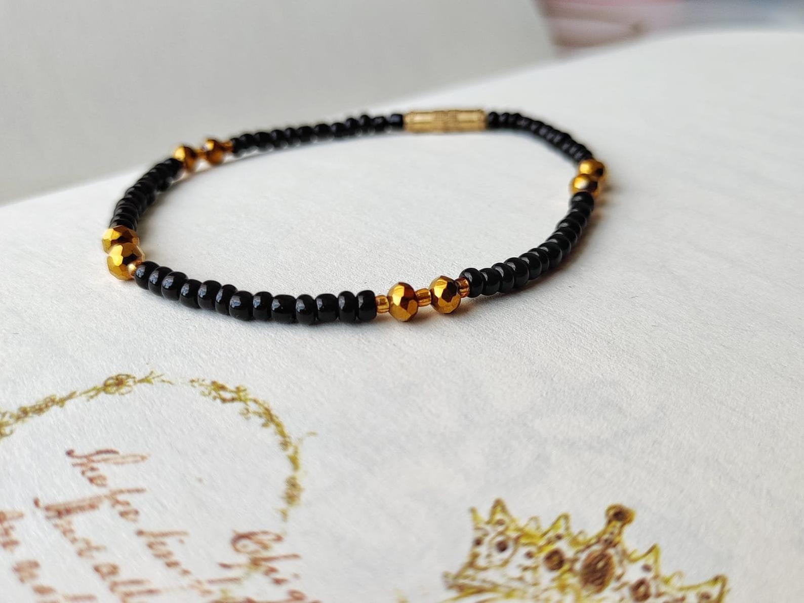 Black Golden Beads Indian Everyday Devil Eye Mangalsutra featuring premium black beads and golden accents, perfect for everyday elegance.