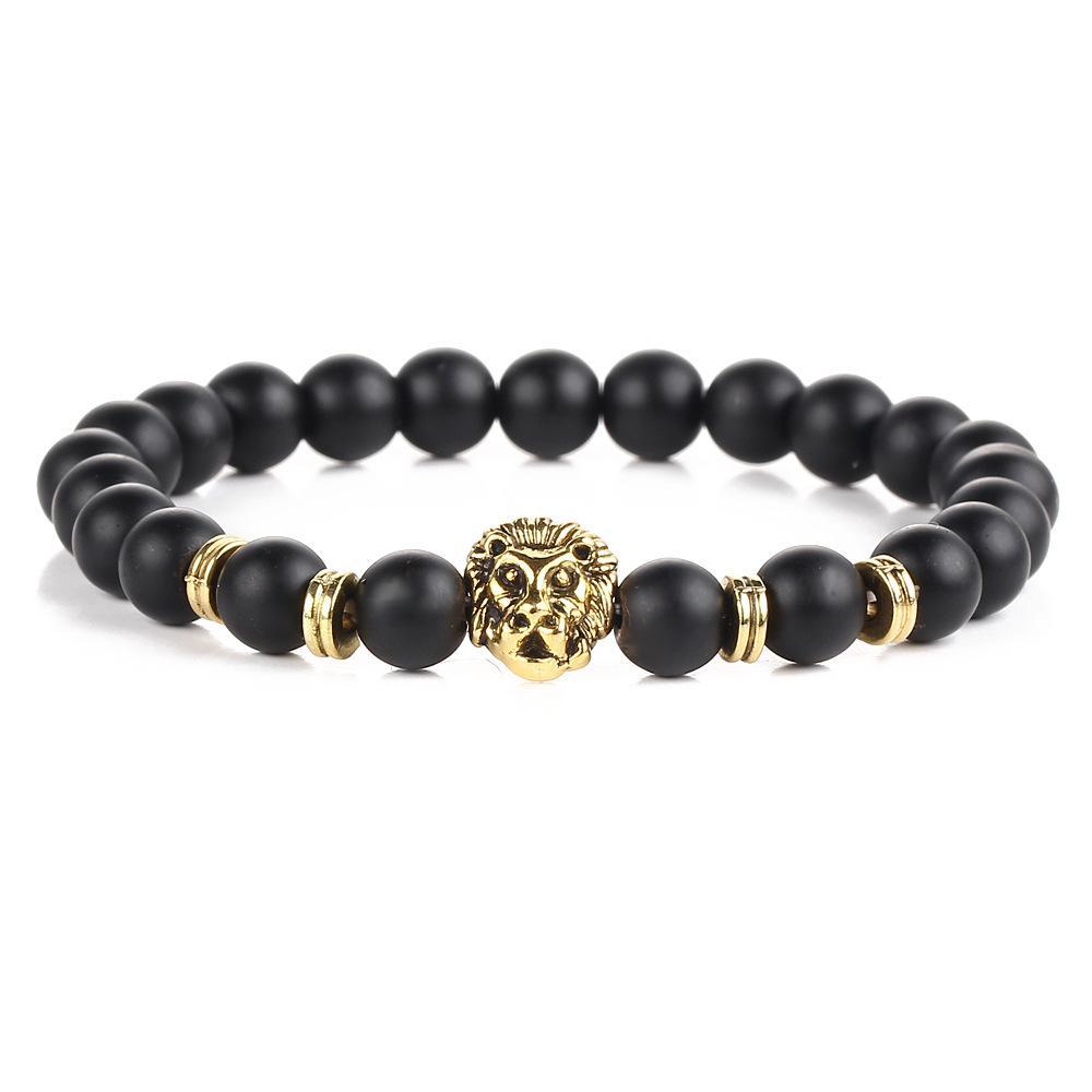Elegant Black Lion Head 18K Gold Plated Bracelet showcasing intricate design and luxurious finish, made in Italy.