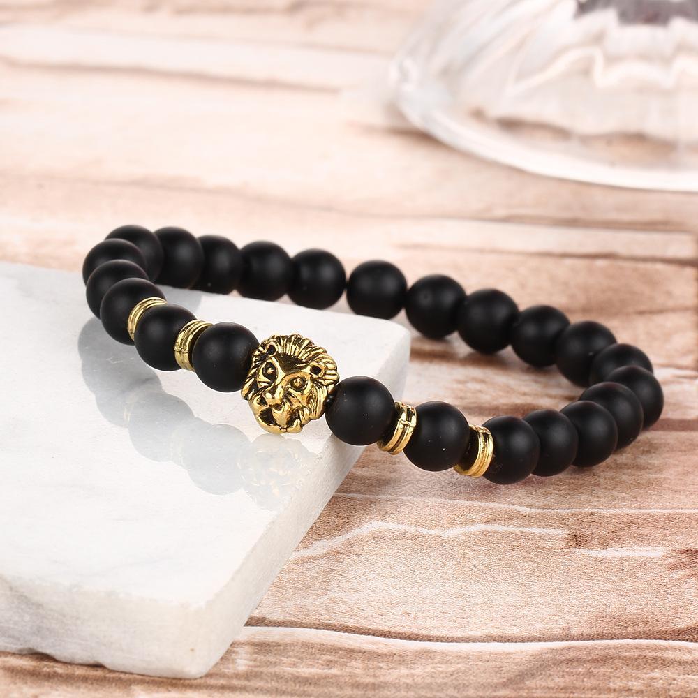 Elegant Black Lion Head 18K Gold Plated Bracelet showcasing intricate design and luxurious finish, made in Italy.
