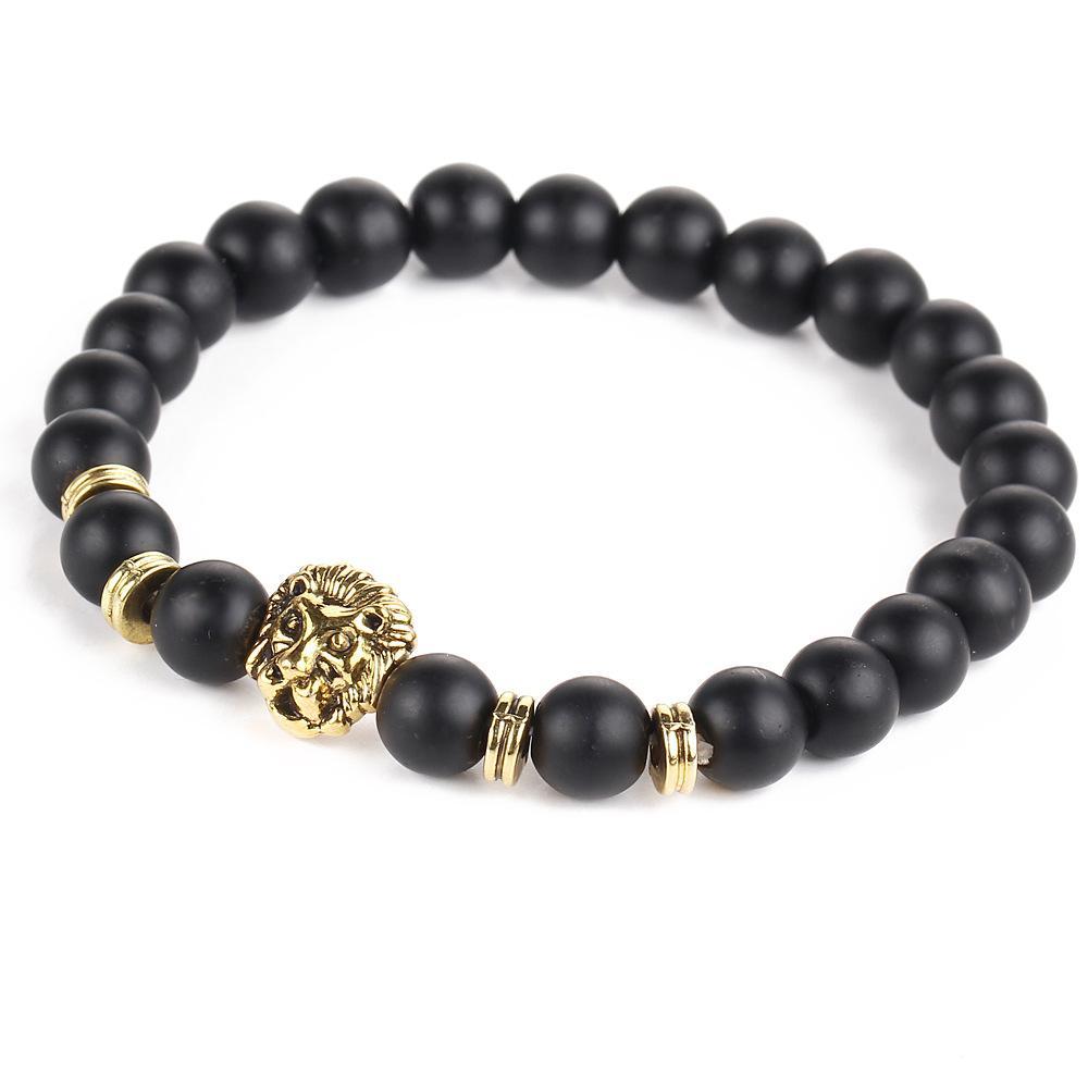 Elegant Black Lion Head 18K Gold Plated Bracelet showcasing intricate design and luxurious finish, made in Italy.