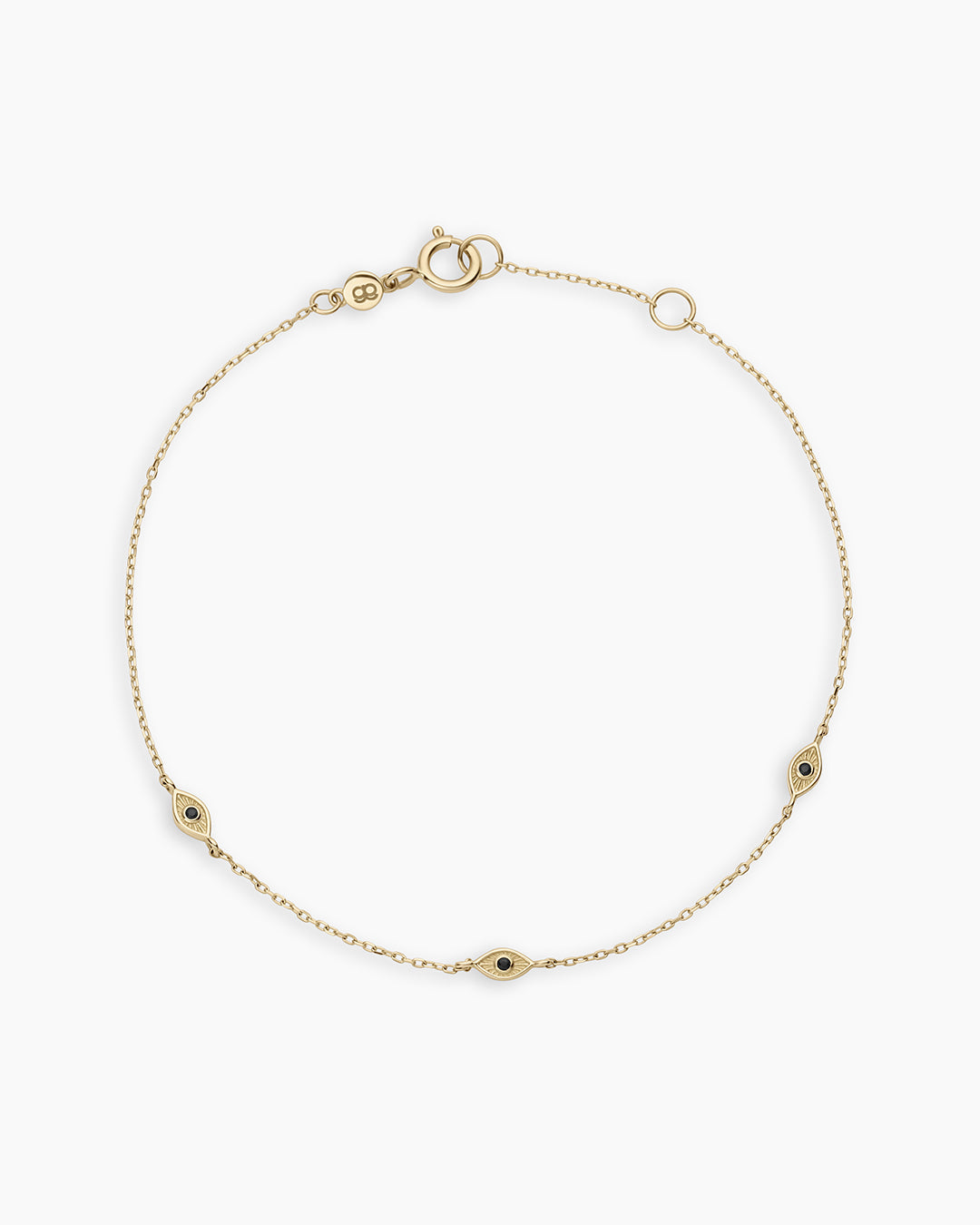 A stylish Black Onyx Evil Eye Bracelet featuring a bold design with protective properties, perfect for blocking negative energy.