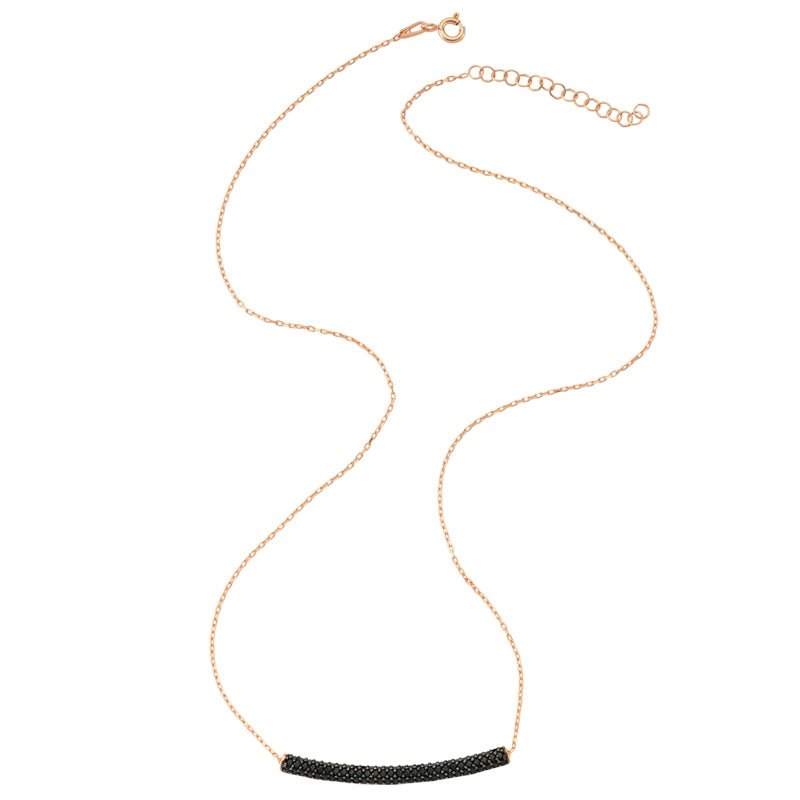 Elegant Black Tube Dainty Silver Necklace featuring a sleek pendant, crafted from 925 sterling silver with options for gold plating.