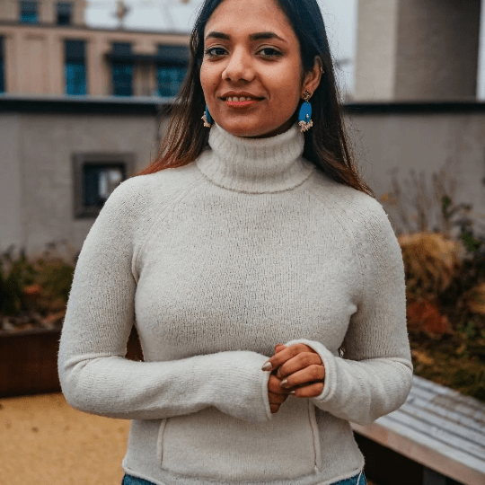 Blue Handmade Round Plain Poth White Pearl Fabric Earrings showcasing intricate fabric design and lustrous white pearls.
