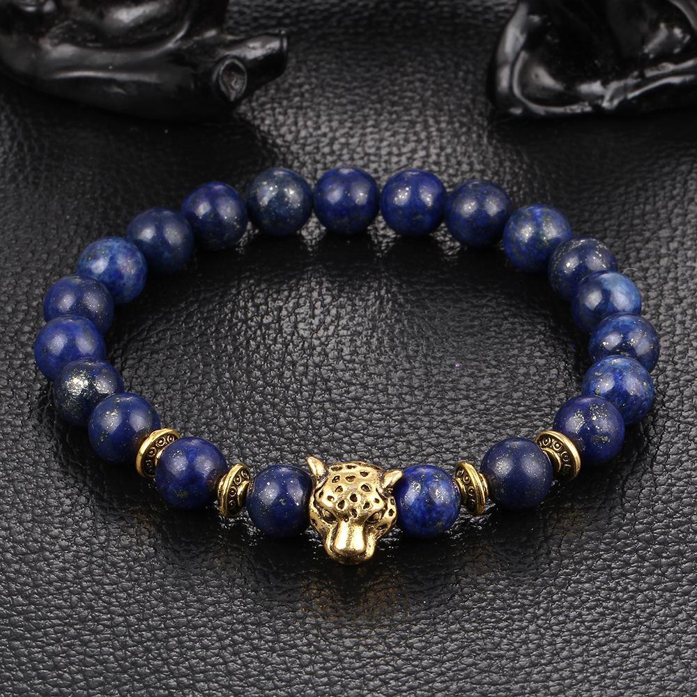 Elegant Blue Jaguar Head 18K Gold Plated Bracelet showcasing intricate design and luxurious finish, perfect for stylish accessorizing.