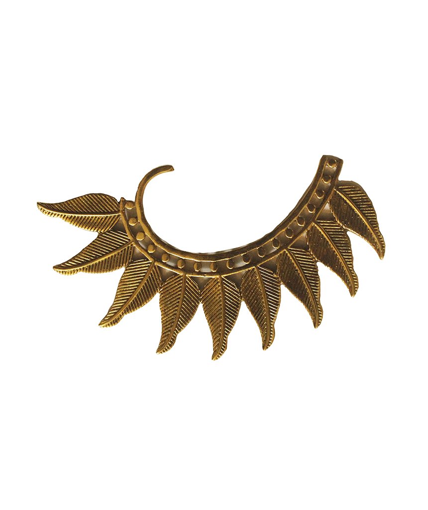 Boho Feather Earcuff in gold and silver, showcasing intricate feather design and adjustable fit, perfect for festivals and parties.