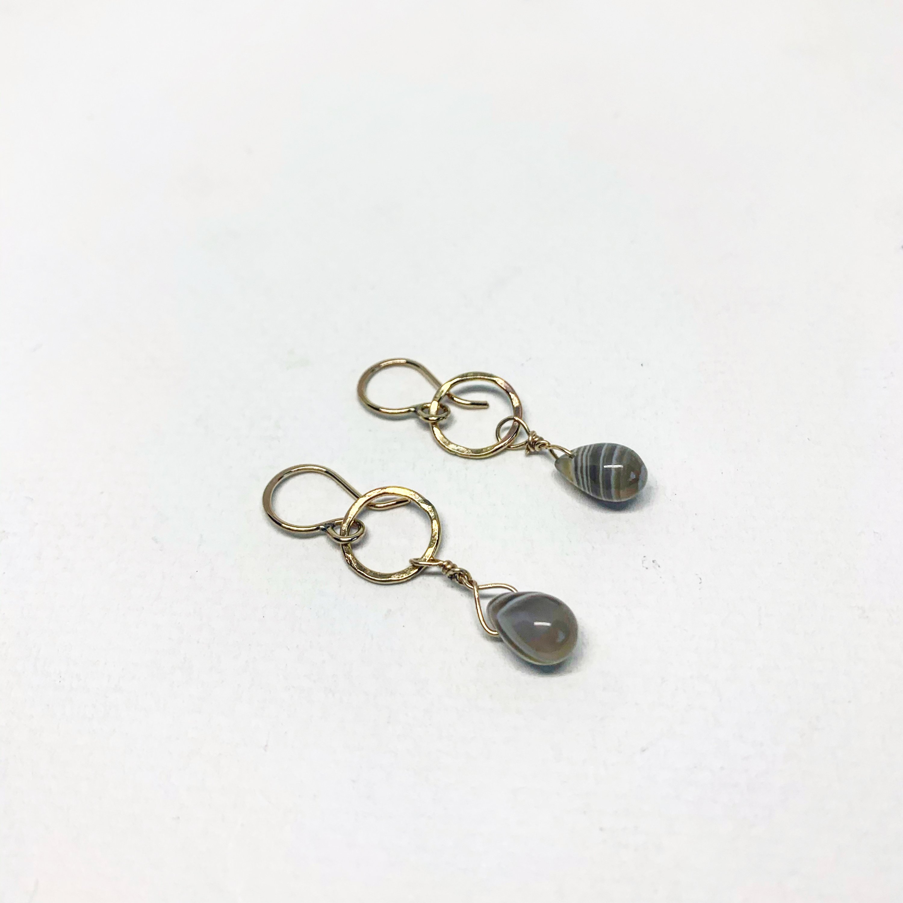 Handcrafted Botswana Agate Drop Earrings featuring unique stones, measuring 1.5 inches, part of the Forest & Sea Collection.