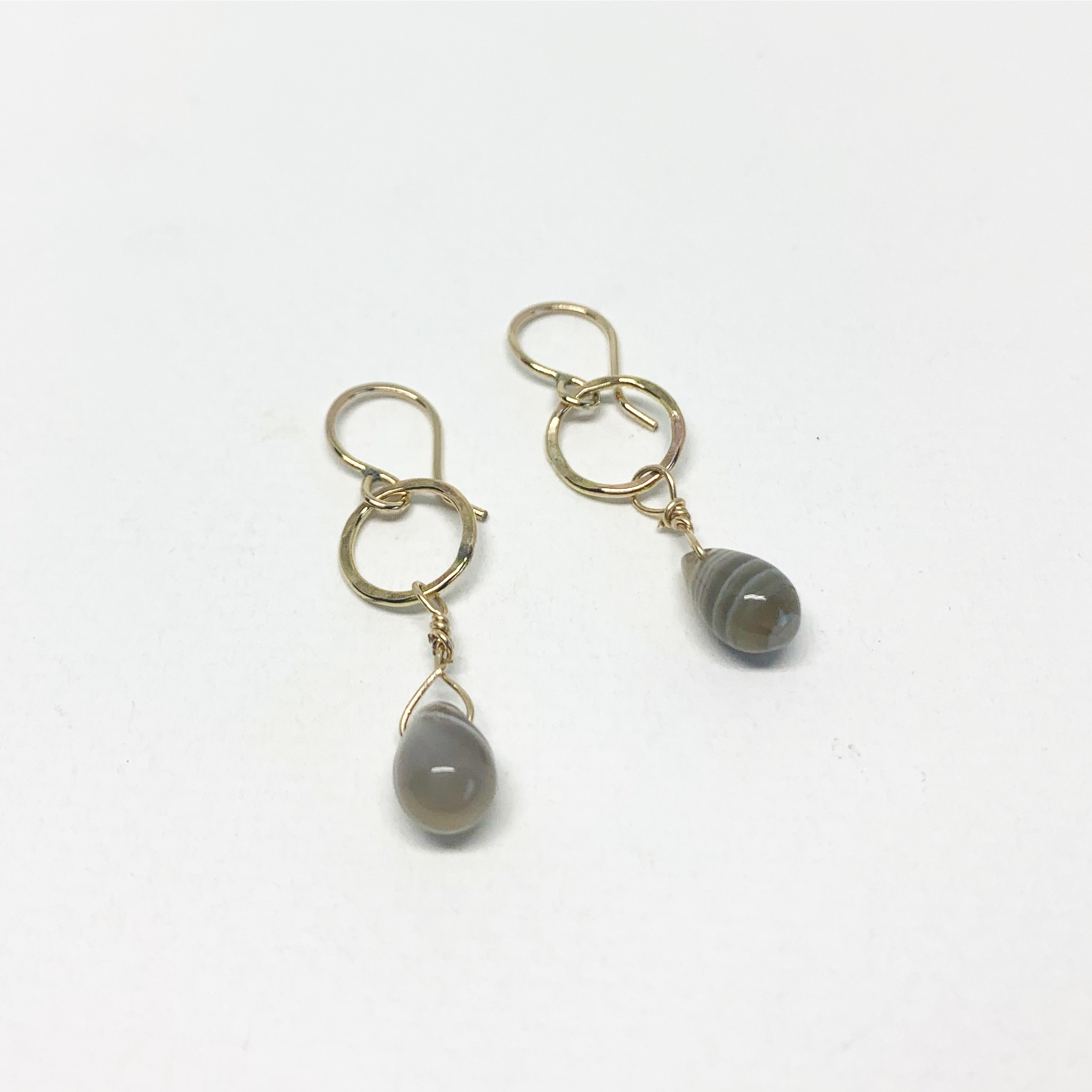 Handcrafted Botswana Agate Drop Earrings featuring unique stones, measuring 1.5 inches, part of the Forest & Sea Collection.