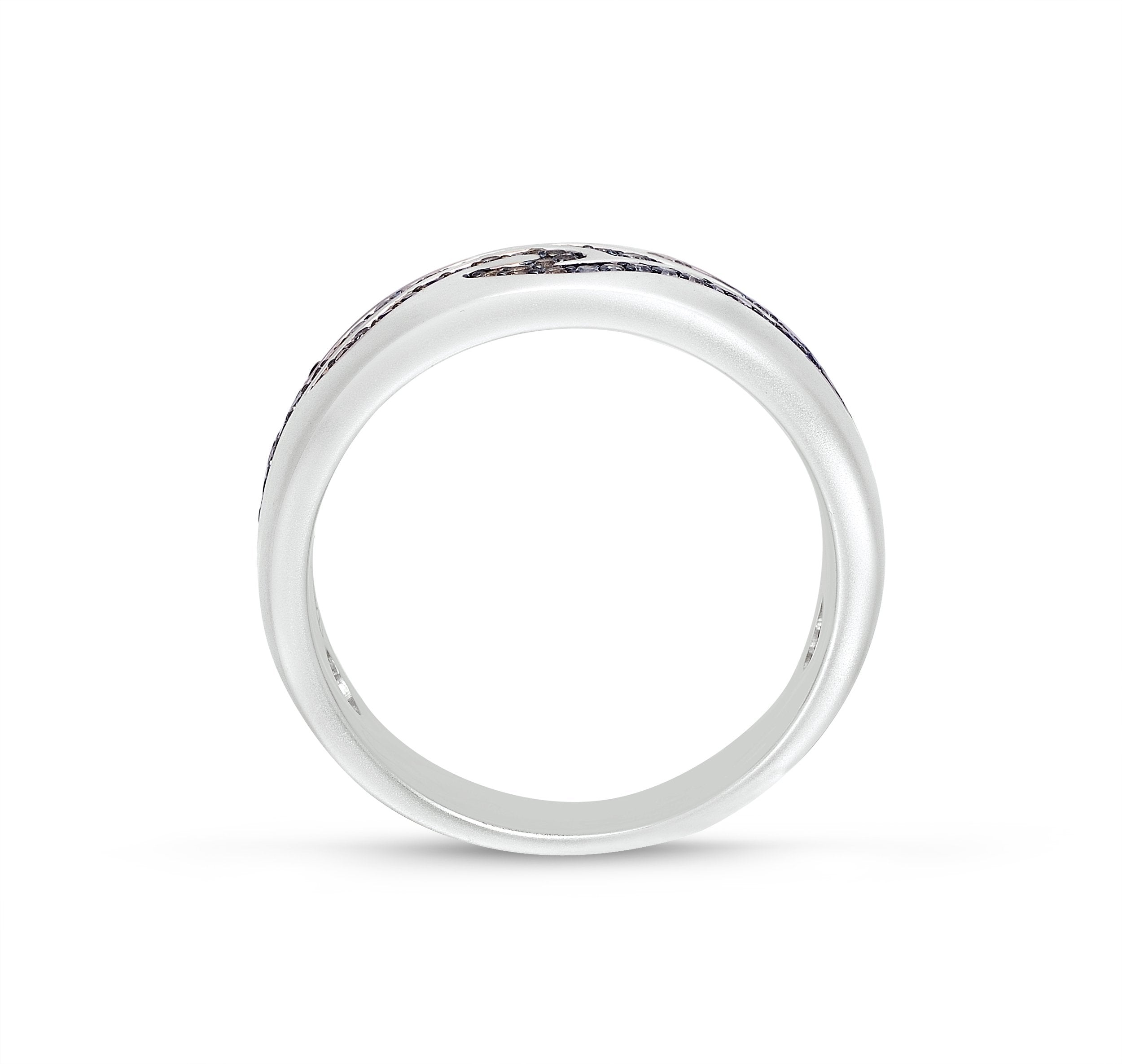 Breaking Waves Sterling Silver Ring with blue sapphire and topaz stones, featuring ocean wave motifs.