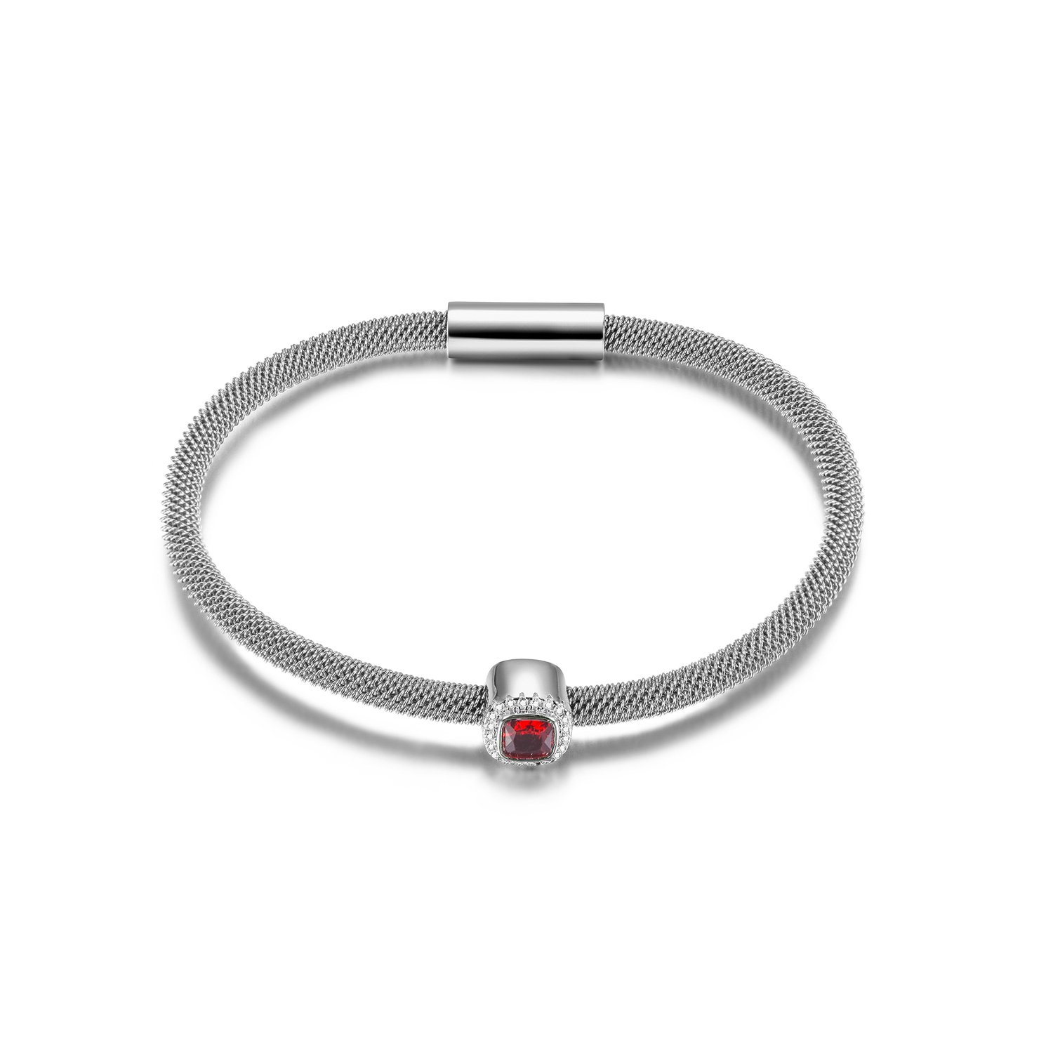 Brilliant Cut CZ Halo Bangle Bracelet featuring sparkling cubic zirconia stones set in 14K gold PVD plated surgical stainless steel.