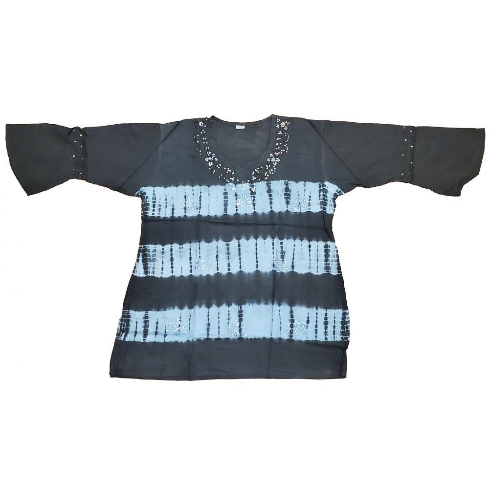 Butterfly Long Sleeve Sequin Tunic Tie Dye Top featuring vibrant colors and elegant sequins, perfect for stylish casual wear.