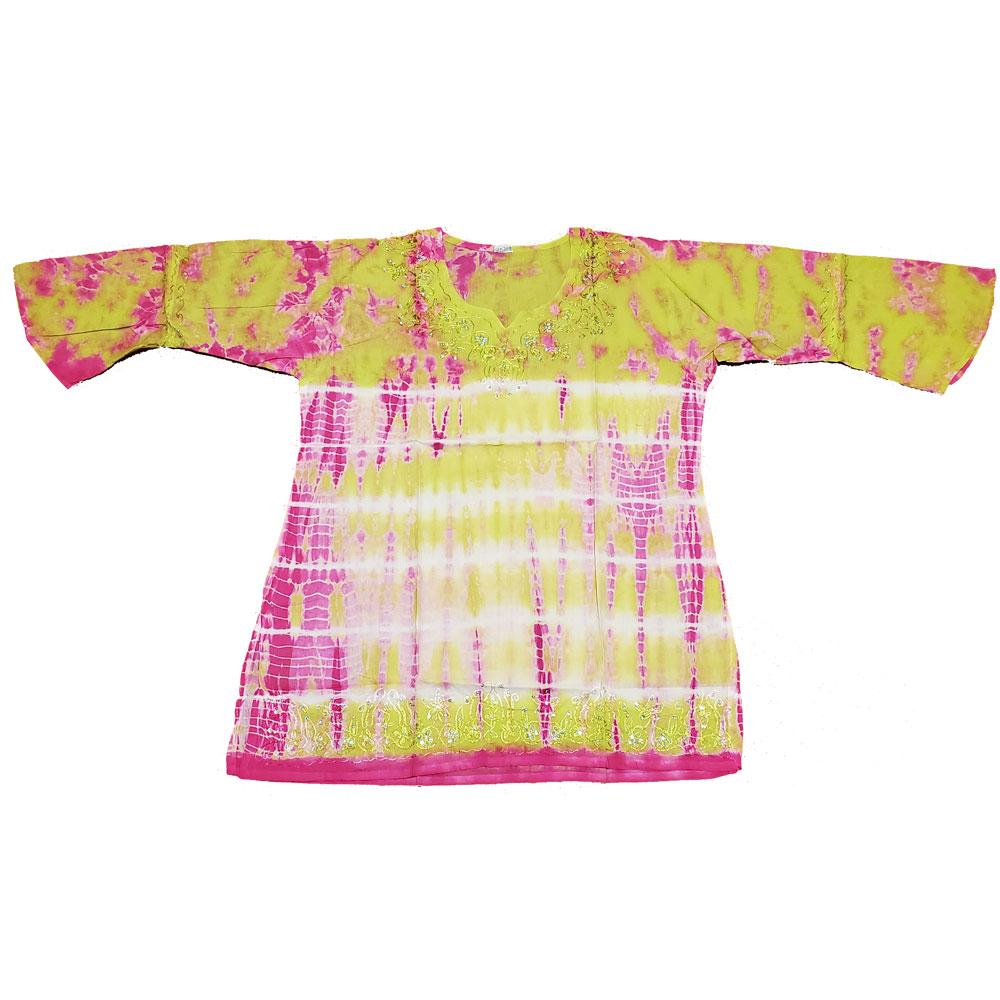 Butterfly Long Sleeve Sequin Tunic Tie Dye Top featuring vibrant colors and elegant sequins, perfect for stylish casual wear.