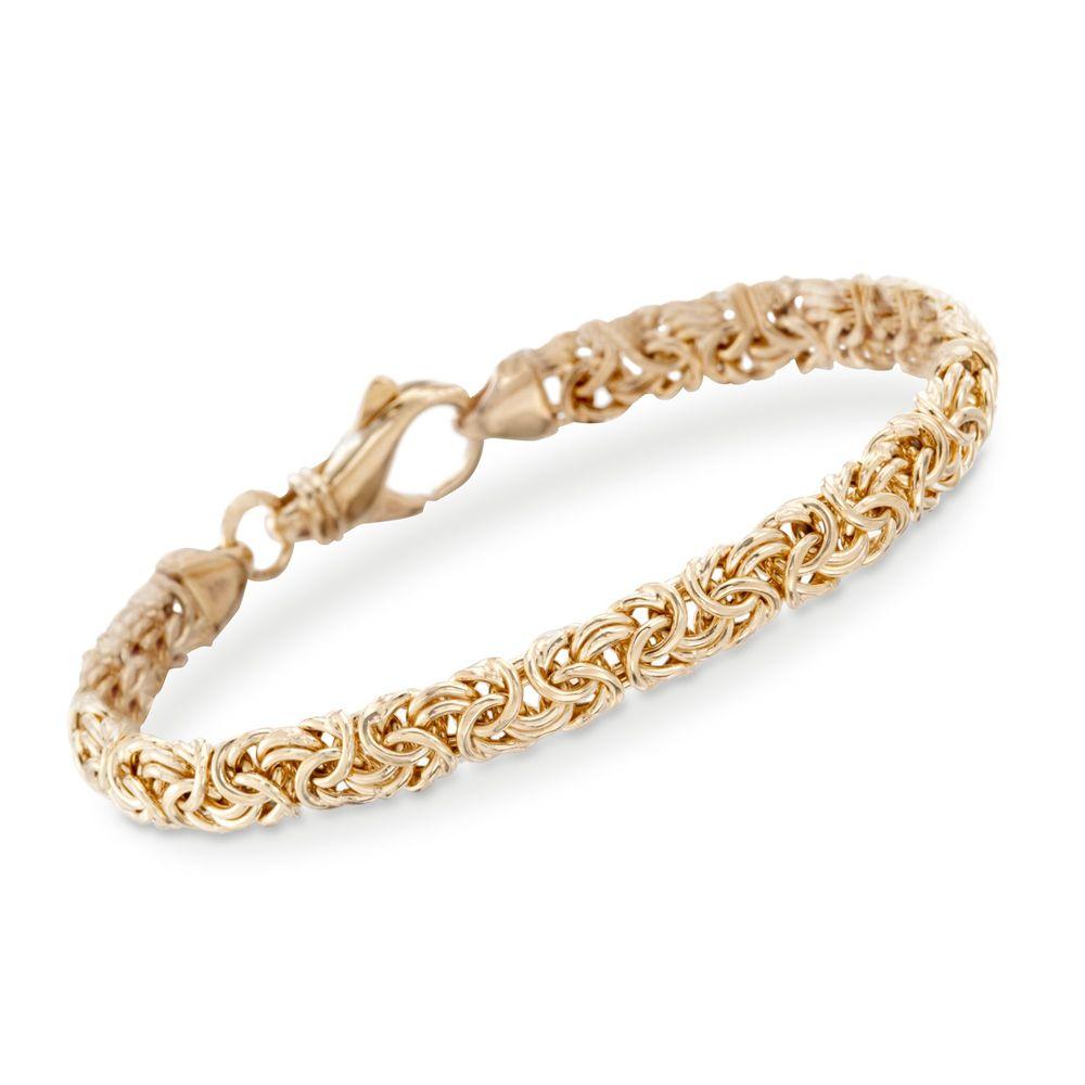 Byzantine Chain Bracelet in 18K Gold Plated, featuring intricate links and a lobster clasp, elegantly displayed on a soft surface.